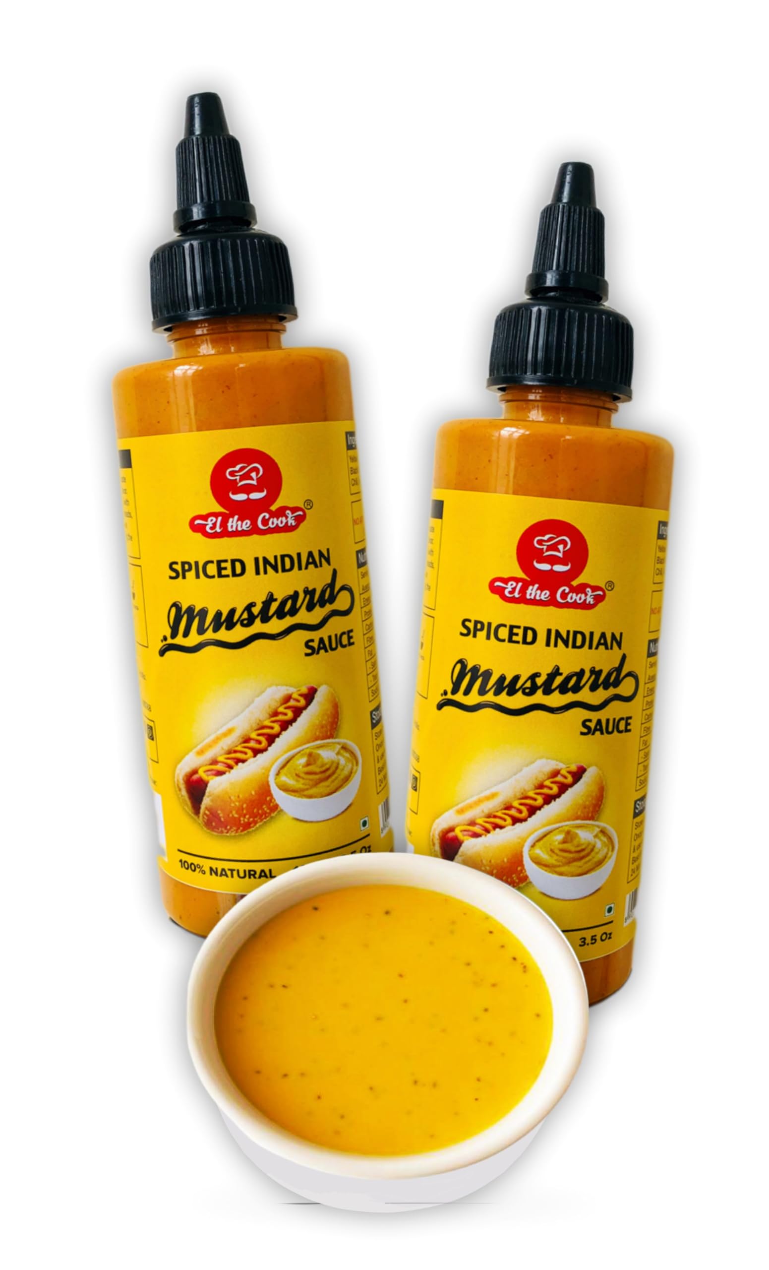 EL The Cook Indian Spiced Mustard Sauce | No MSG, Artificial Colour Or Flavour Added | Natural, Fat-free, Vegan, Gluten-free | Pack of 2 x 110g