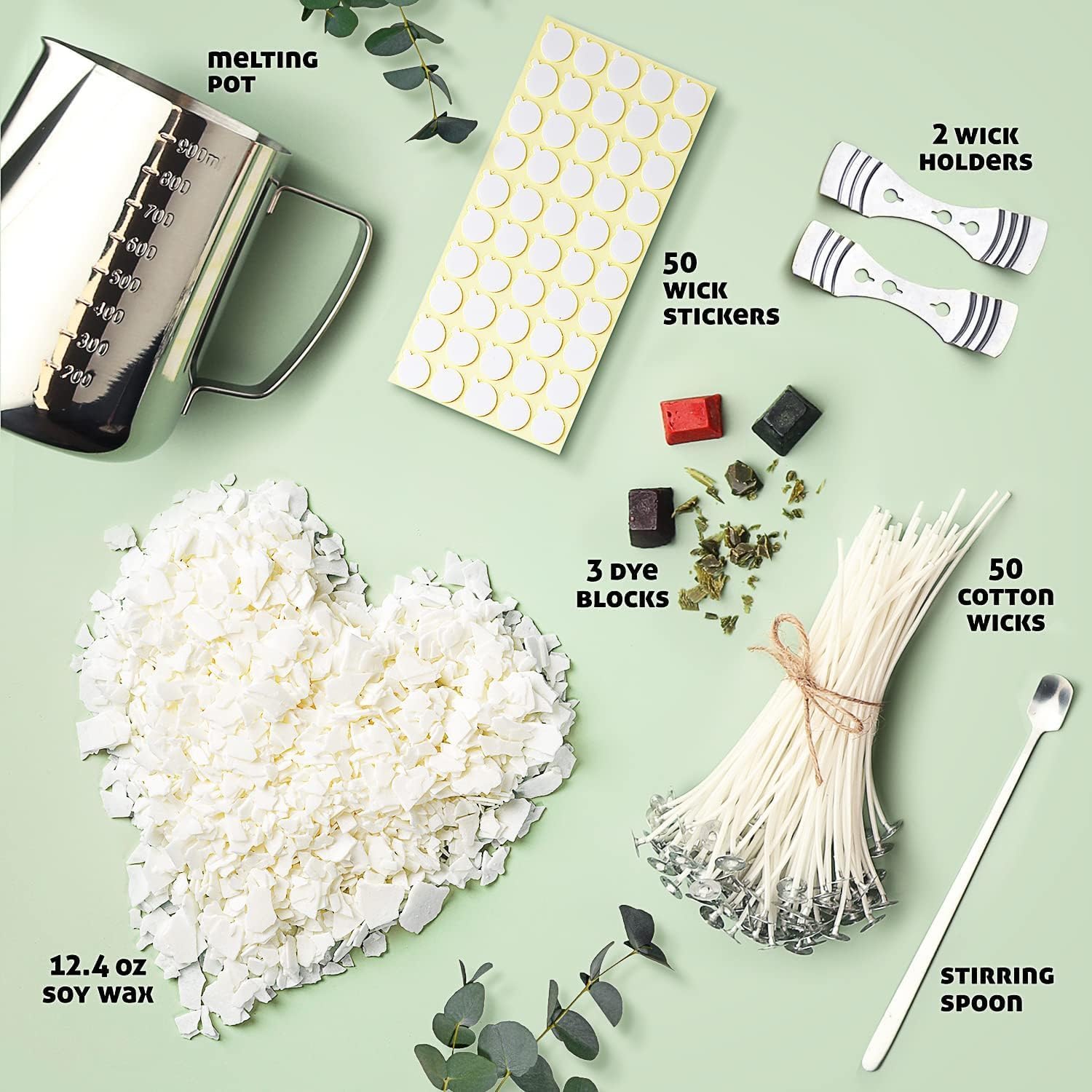 CraftBud 108 Piece DIY Soy Candle Making Kit for Adults & Kids, Include 12.4Oz Soy Wax, Wax Melter, Wicks, Dyes & More