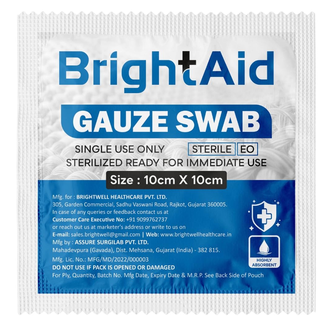 Bright Aid Sterile Gauze Swabs 10cm x 10cm -Pack of 10 pouch (50 Dressings).-image-26
