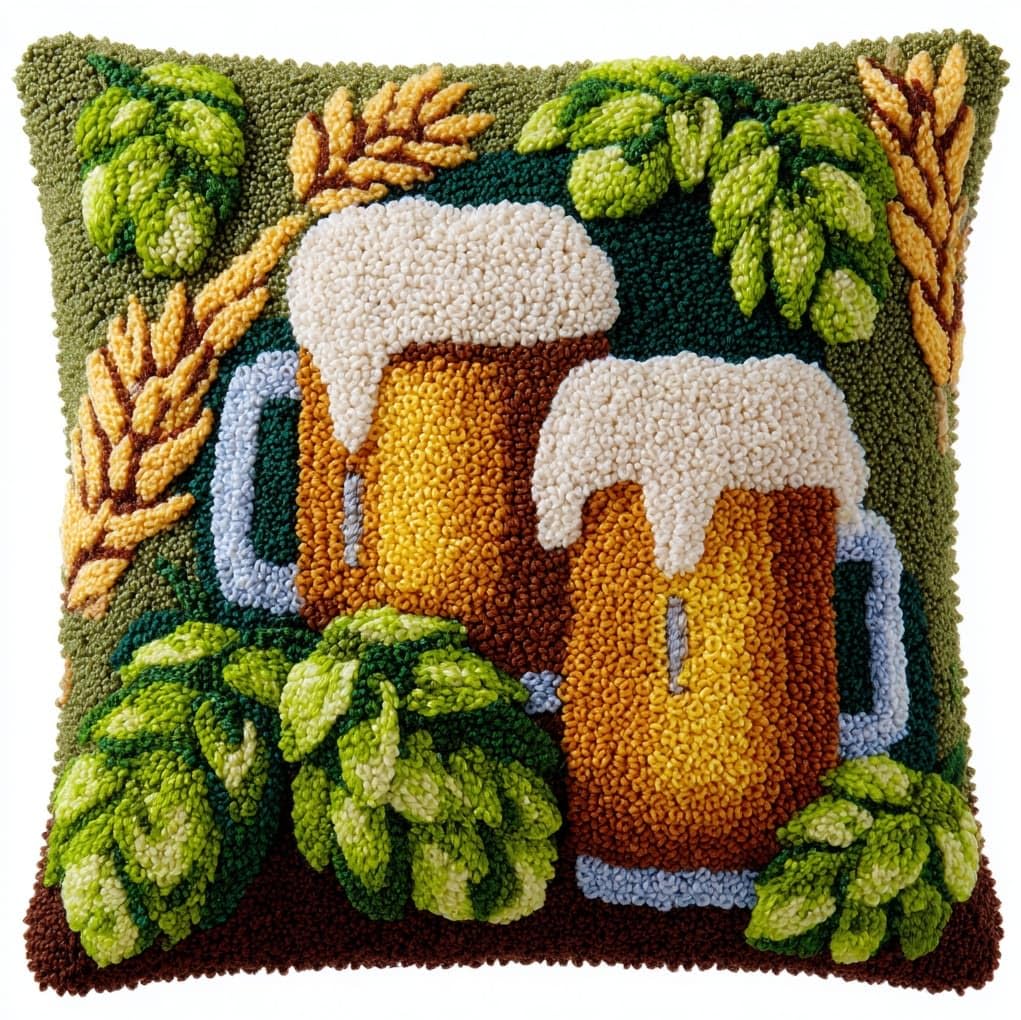 WallustrioaW Latch Hook Kits for Adults,Beer Mug and Leaves