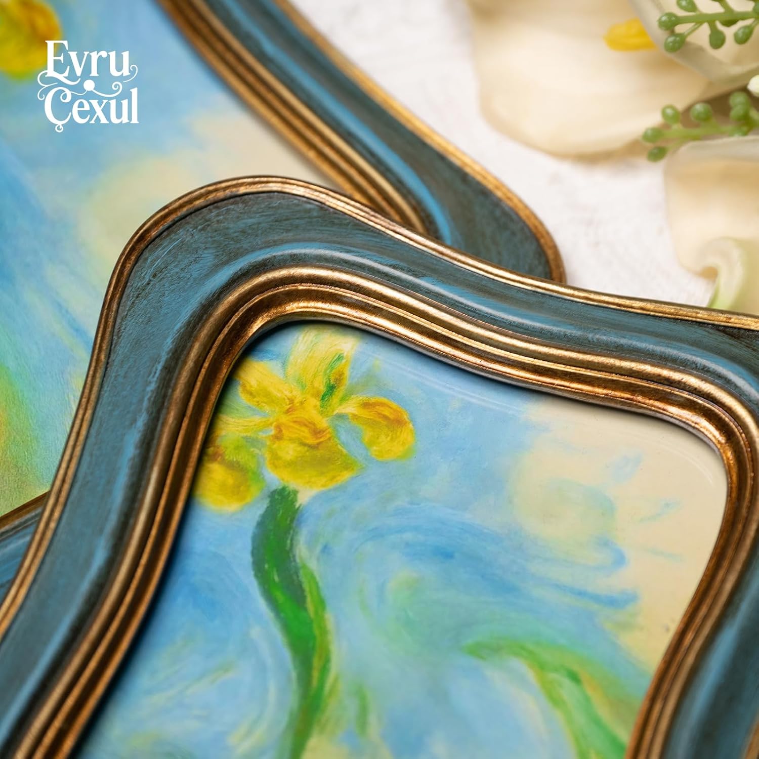 8x10 Antique Blue/Gold Picture Frame - Vintage Picture Frames 8x10, Ornate Frames 8 X 10 With Glass Front For Tabletop Photo Display And Wall Hanging, Victorian Poster Frame 8 By 10
