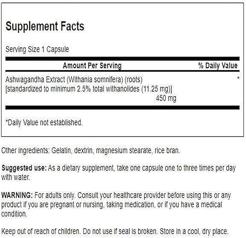 Miniatura 2 de Extracto de Swanson Ashwagandha 450 mg 60 Cápsulas