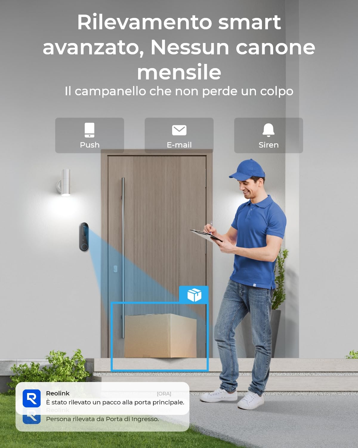 Reolink Bundle Sicurezza con Doorbell Camera 2K a Batteria/Wired con Vista 150°×150° (Video Doorbell Battery) + Home Hub Mini, Centro di Sicurezza All-in-One con Archiviazione Locale AES-128