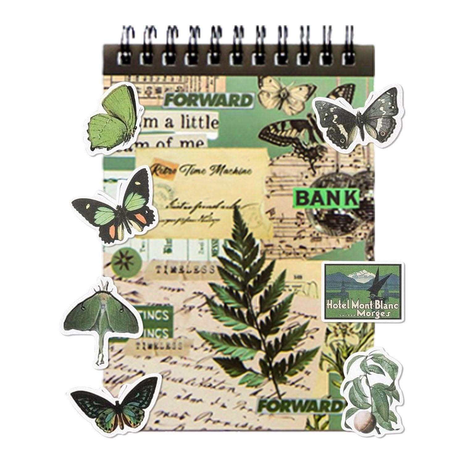 Eowvisn Green 50 Retro Stickers, Decorative Stickers, Diy Decorations, Exquisite Stickers For Decorating Diaries, Scrapbooks, Calendars, Etc.