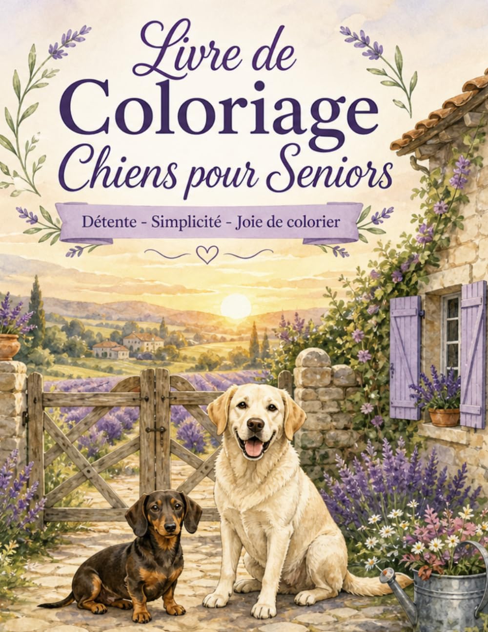 Livre de Coloriage Chiens pour Seniors: Moments de détente aux contours épais pour adultes débutants