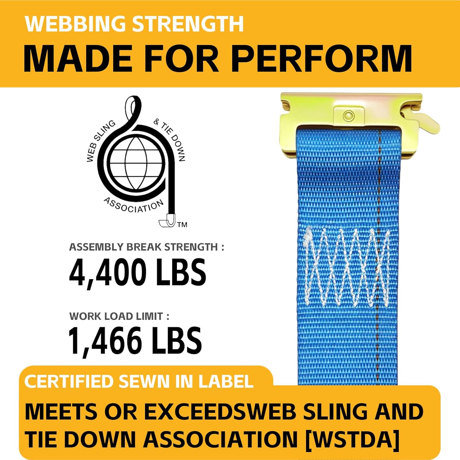 8 Pack E-Track Ratchet Straps 2''x 15ft 4400lb Break Strength 1466lb WLL Heavy Duty Tie Down Straps Polyester Webbing & Spring Fitting & Ratchets for Truck,Trailer,Cargo,Motorcycle,Furniture,Tire - Image 5