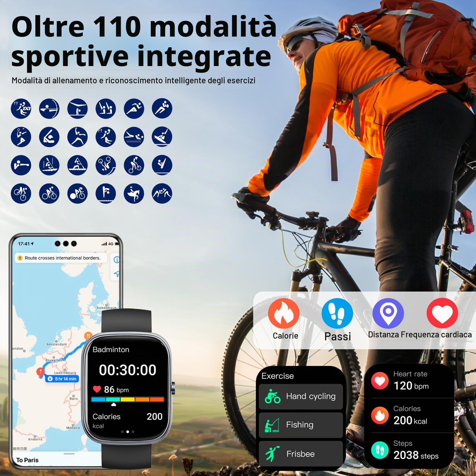 Smartwatch Uomo Donna, 1,91" HD Orologio Smartwatch Uomo con Effettua/Risposta Chiamate,Smart Watch Tracker 110+ Modalità Sportive con Contapassi/Sonno/Cardiofrequenzimetro per Android iOS | Smartwatch Pedometro Frequenza Cardiaca SpO2 Monitor Sonno, 113+