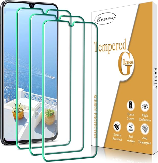 Kesuwe [3 Pack] Screen Protector for Samsung Galaxy A70, Galaxy A70s Tempered Glass - Anti Scratch, HD Clear, 9H Hardness, Bubble Free, Case Friendly, Easy Installation