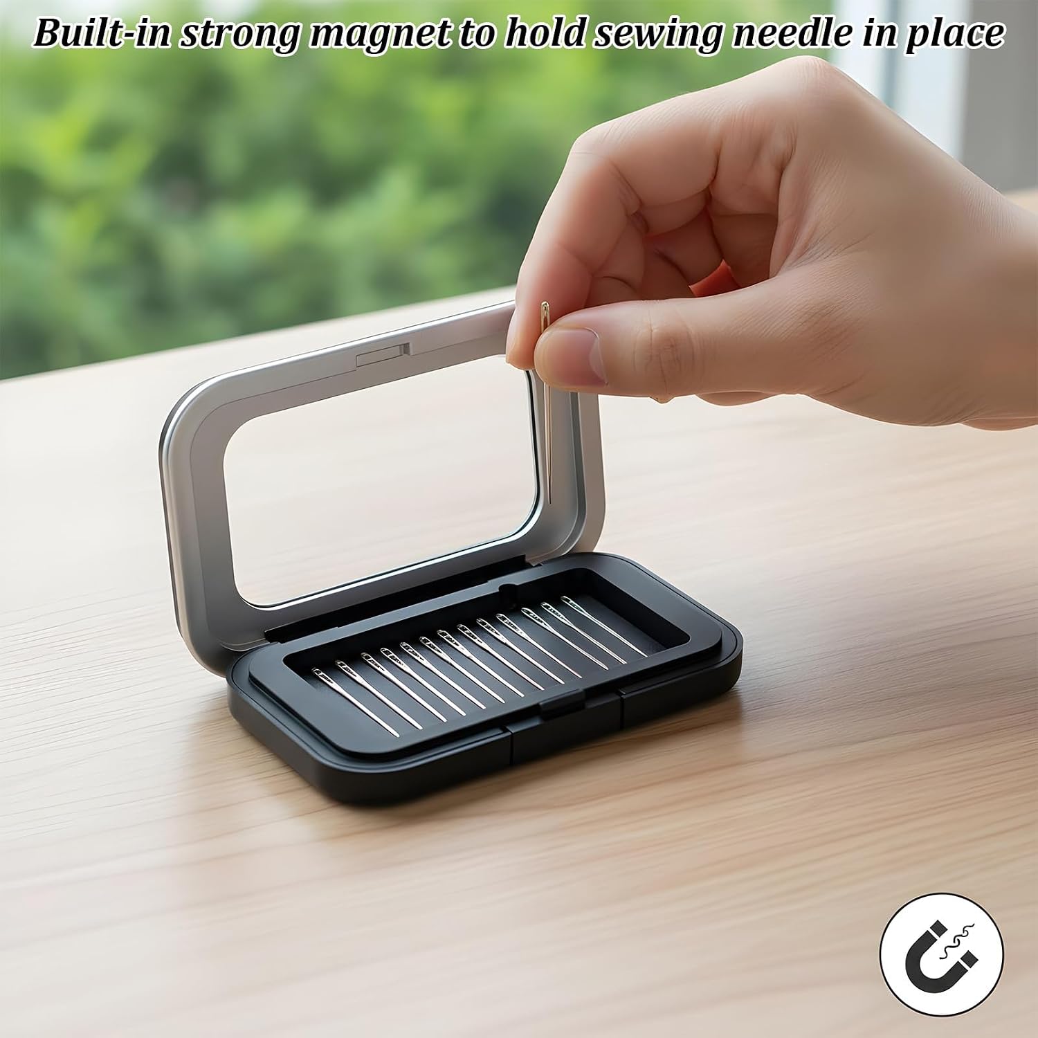 Hecila 2PCS Magnetic Needle Holder Case with Clear Lid Magnetic Sewing Needle Storage Boxes Strong Built-in Magnets Secures Pins Storage Organizer Box with Snap Closure for Sewing Quilting Crafts
