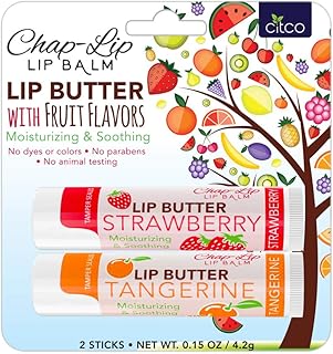 CHAP-LIP Lip Butter Lip Balm with Fruit Flavors, Cocoa Butter, Coconut Oil | Moisturizing Vitamin E & Total Hydration Trea...