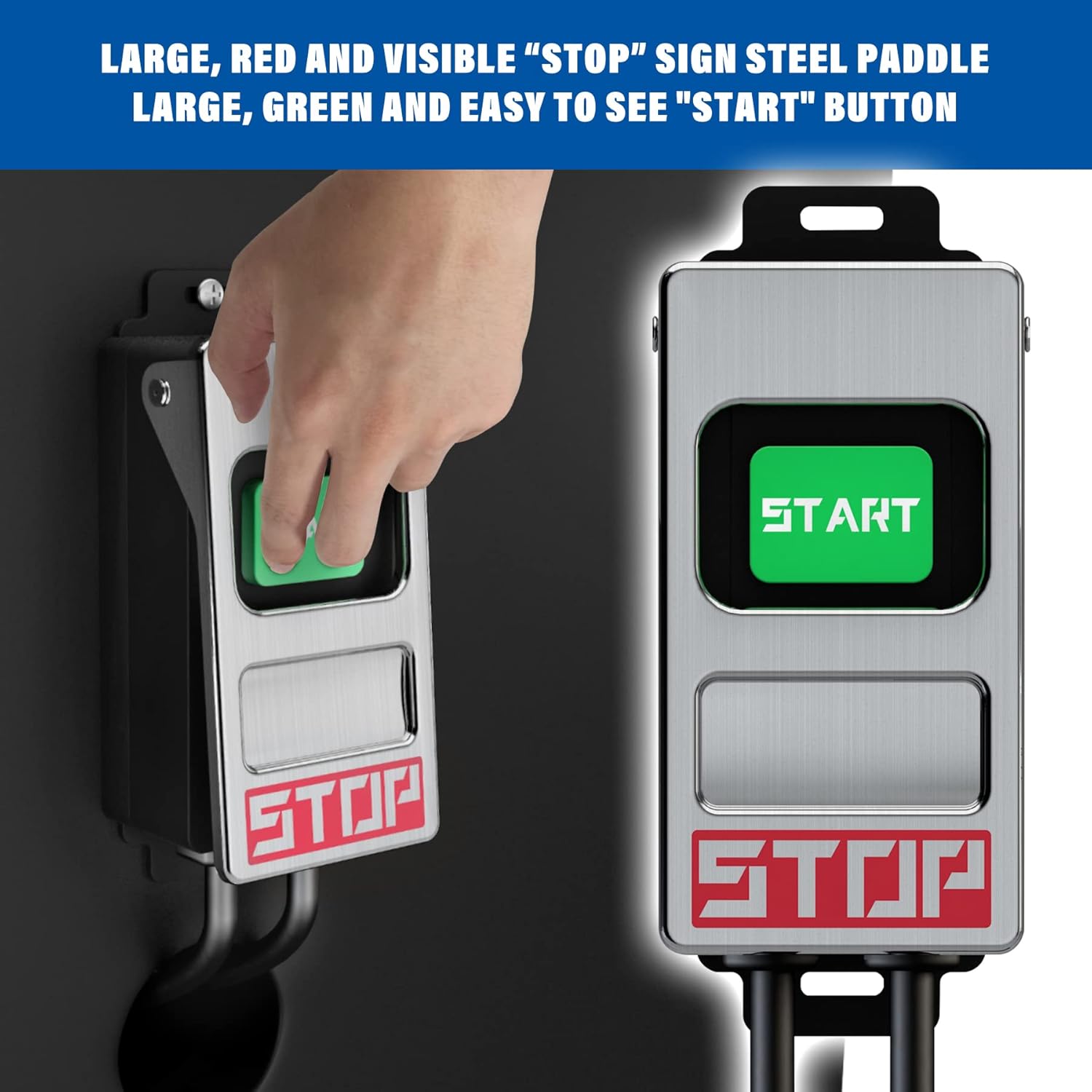 CLEESINK Single Phase On/Off Switch, Router Table Switch with Large Stainless Steel Stop Sign Paddle Easy Visibility and Contact for Quick Power Off for Table Saws and Other Small Machinery…