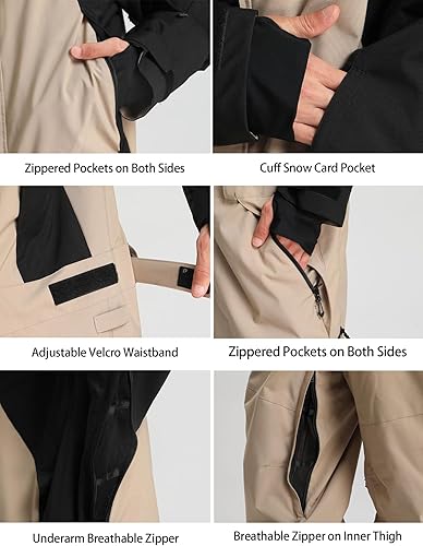 Miniatura 5 de GSOU SNOW Trajes de esquí para mujeres y hombres, trajes de nieve de una pieza, impermeables, resistentes al viento, traje de nieve aislado para