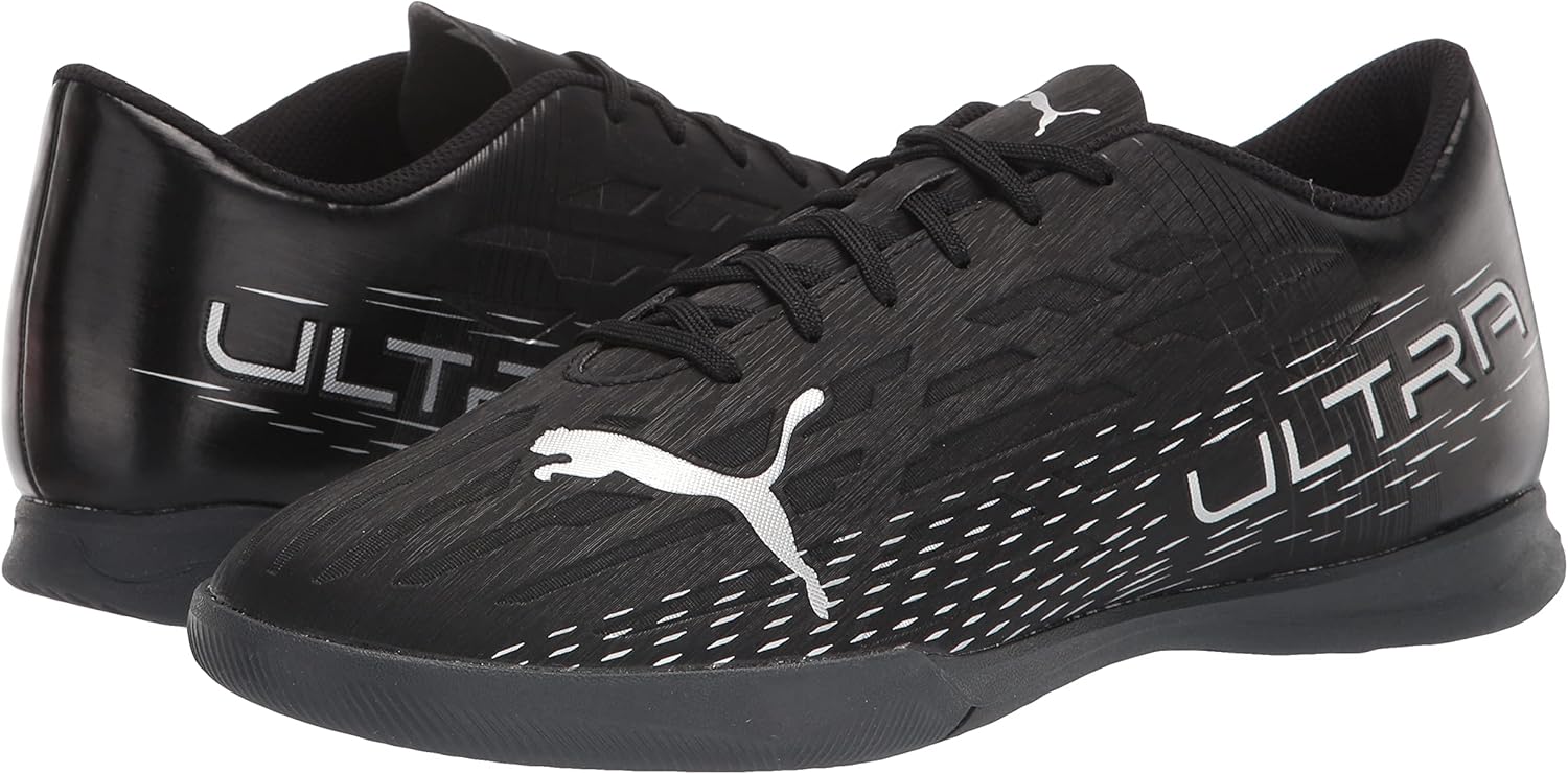 Puma Men's Ultra 4.3 IT Soccer Shoe, Black Silver-Asphalt, 9.5