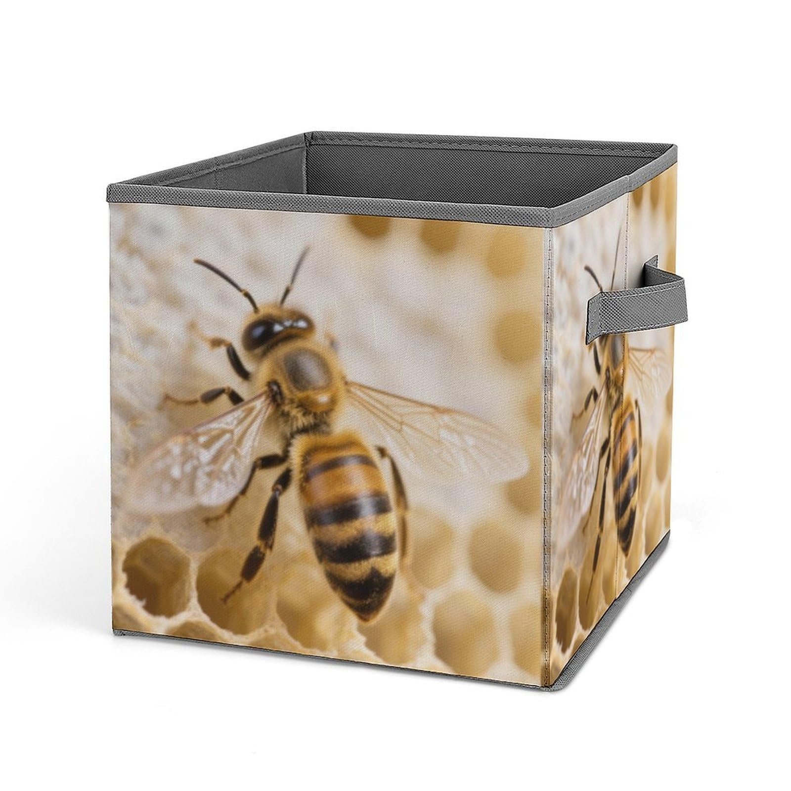 DWVTSLH Honey Bee Cube Storage Bins with Handle, Foldable Storage Cubes, 11 Inch Large Storage Baskets, Washable Fabric Closet Organizer for Shelves, Decorative Clothes Storage Boxes