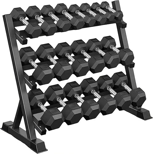Ritafer - Juego de 6  10 pares de mancuernas hexagonales de goma, 350450 y 550 libras (5-50 libras), peso manos libres para mayor resistencia, pesas