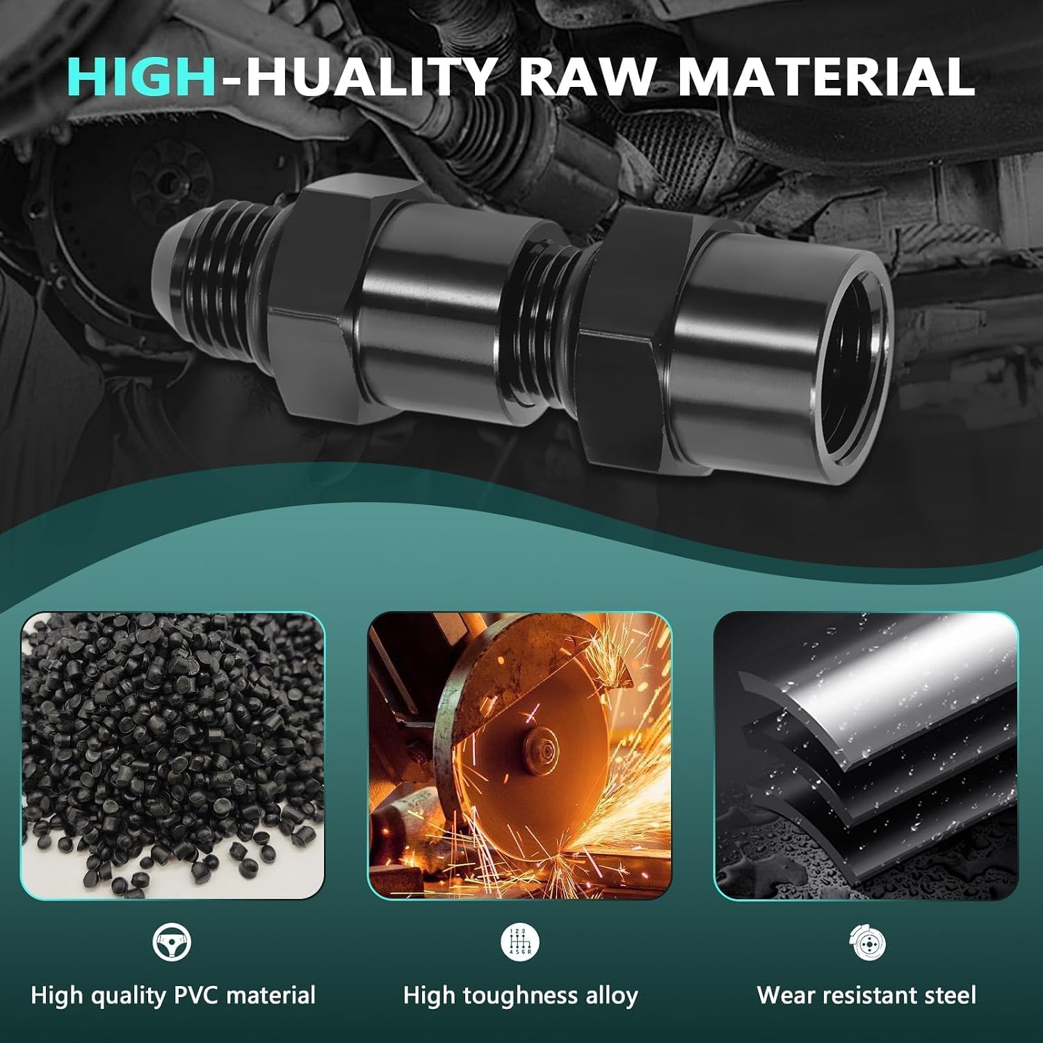 6AN Adapter Fitting Set Fit for TBI (metric O-ring) Style Replace 47-0001 Black Fuel Sending Units
