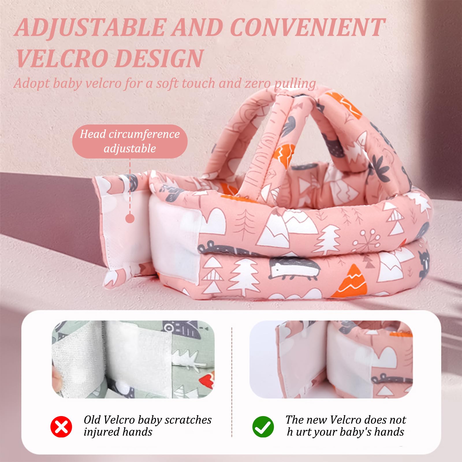 Culinavog Baby Safety Helmet Set -Head Protector with Anti-Slip Knee Pads & Grip Socks for Infant,Adjustable Safety Helmet for Toddlers Learning to Crawl & Walk Grey - Image 4