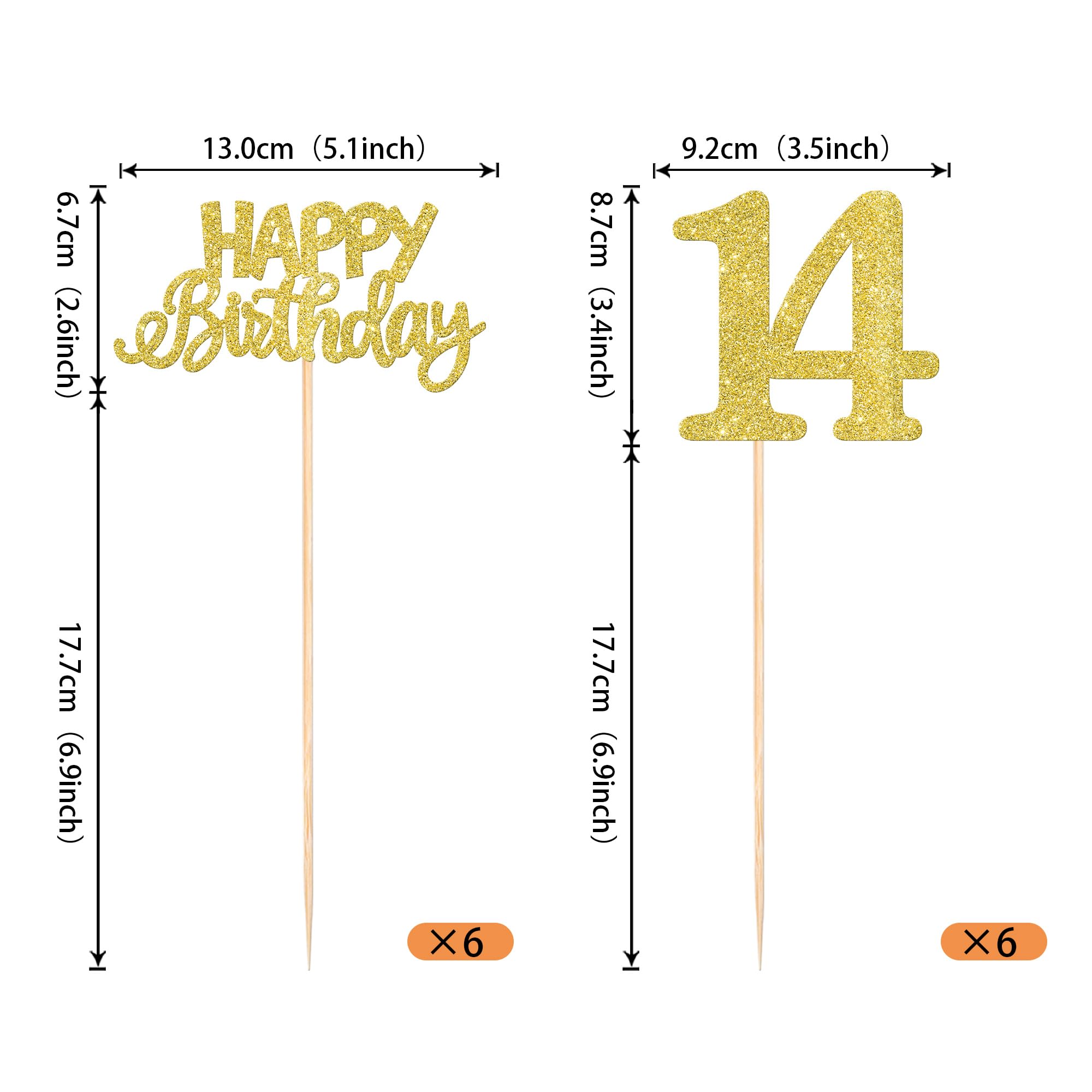 SYKYCTCY 12 Pack Happy 14th Centerpiece Sticks Glitter Number 14 Fourteen Table Flower Centerpiece Sticks for Cheers to 14 Years Old Party Supplies - Image 2