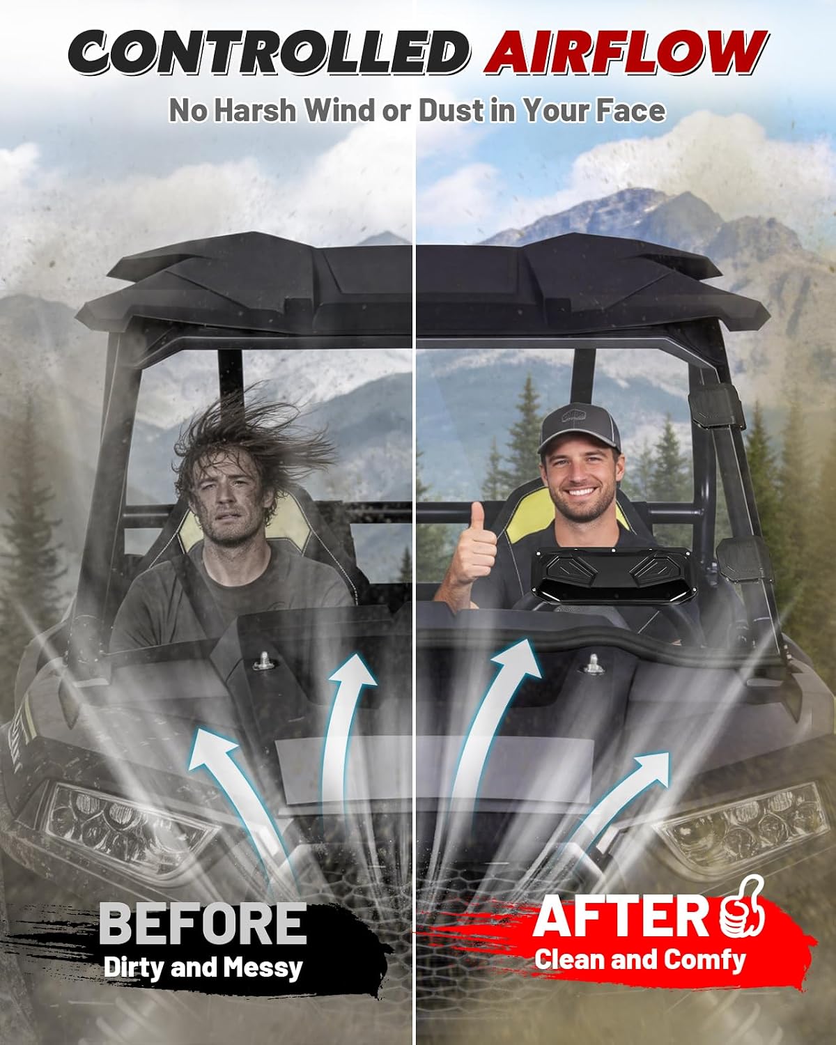 StarknightMT Scratch-Resistant Full Windshield Compatible with Polaris RZR XP 1000 2014-2018 / XP Turbo 15-18 RZR 900/ S900 /S1000 Clear Front Window Hard-Coated PC Windscreen UV-Resistant Vented