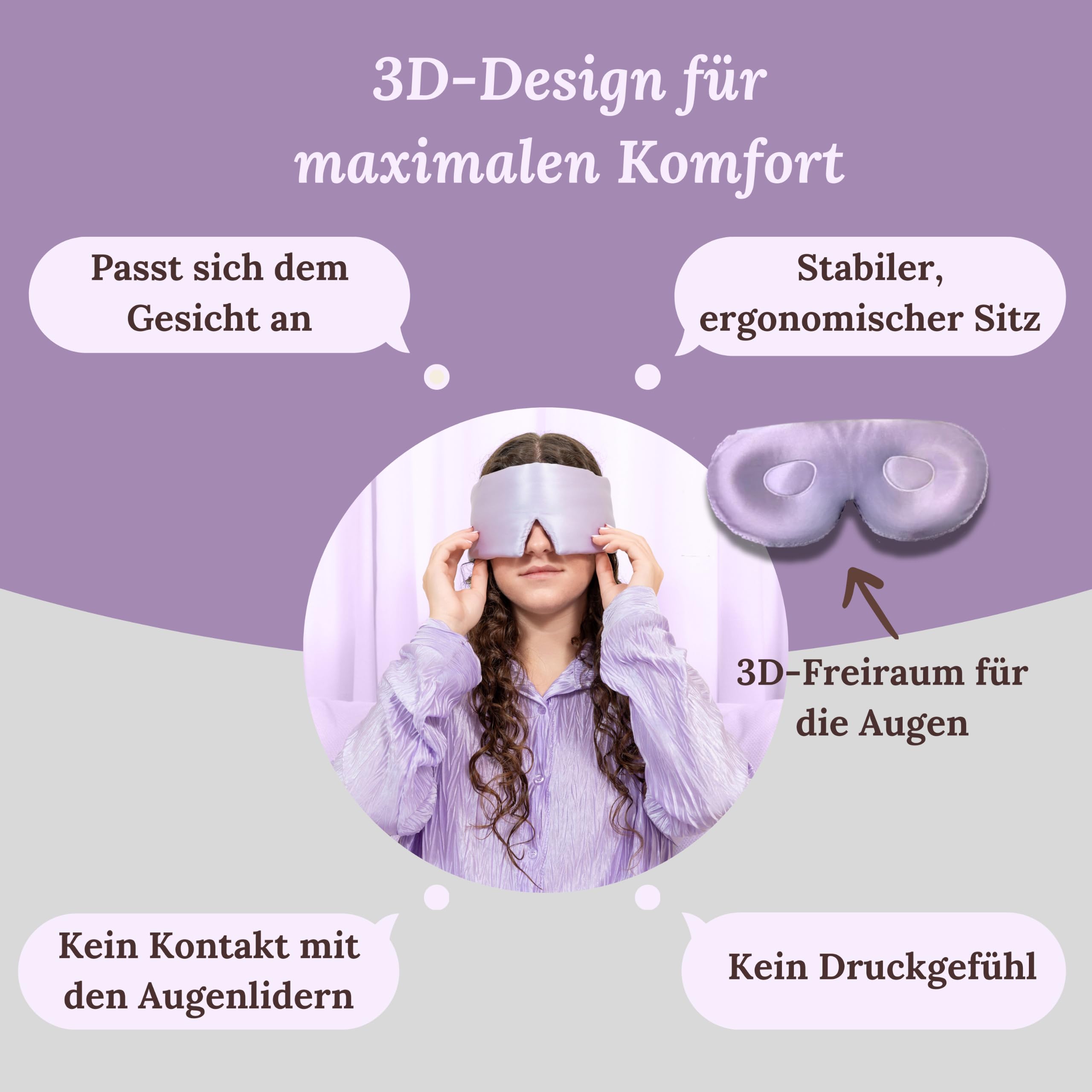 Seiden Schlafmaske aus 100% Maulbeerseide (22 Momme) – 3D Augenmaske rutschfest, druckfrei und verstellbar, inkl. Seidenbeutel, für Frauen und Männer, zum Schlafen und Reisen