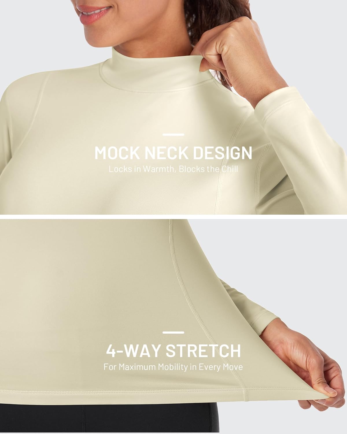 Runhit Women's Thermal Shirt Fleece Mock Turtle Neck Long Sleeve Compression Athletic Base Layer Tops Cold Weather Gear