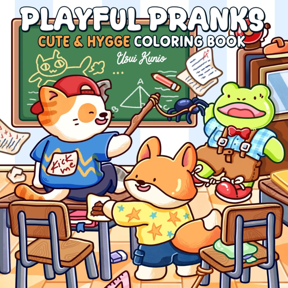 Playful Pranks: A Coloring Book for Adults and Teens Featuring Adorable Characters, Mischievous Tricks, and Funny Scenes for Relaxation