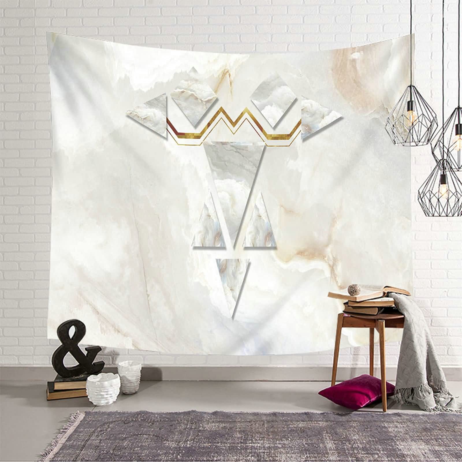 Tapiz de pared geométrico gris de 150 x 130 cm en poliéster KnSam