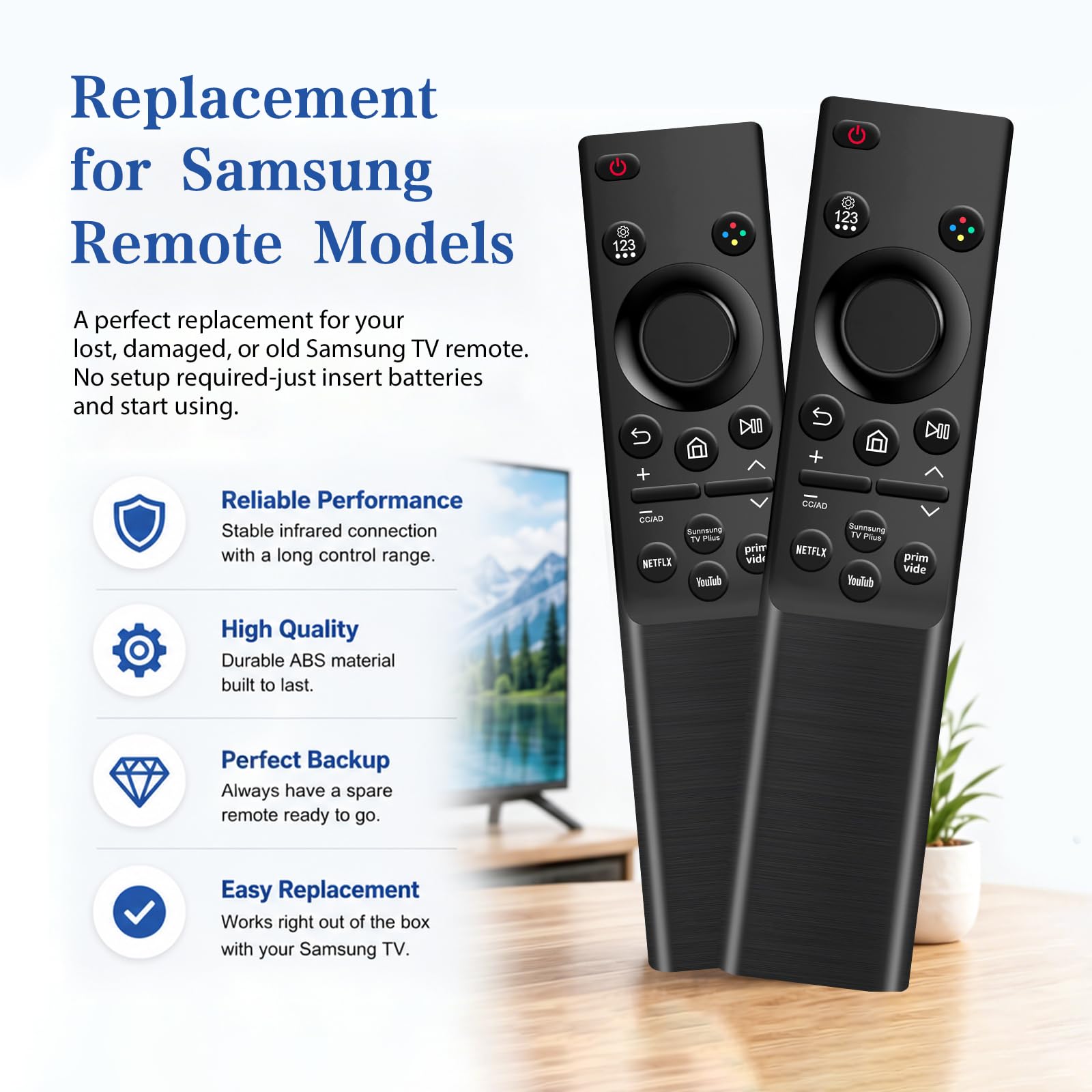 BN59-01484A uniwersalny zamiennik pilota do telewizora Samsung, kompatybilny ze wszystkimi Samsung Smart TV, QLED, 4K, 8K, ramka, zakrzywiony, LED, modele HDTV LCD (2019-2025), nie wymaga konfiguracji