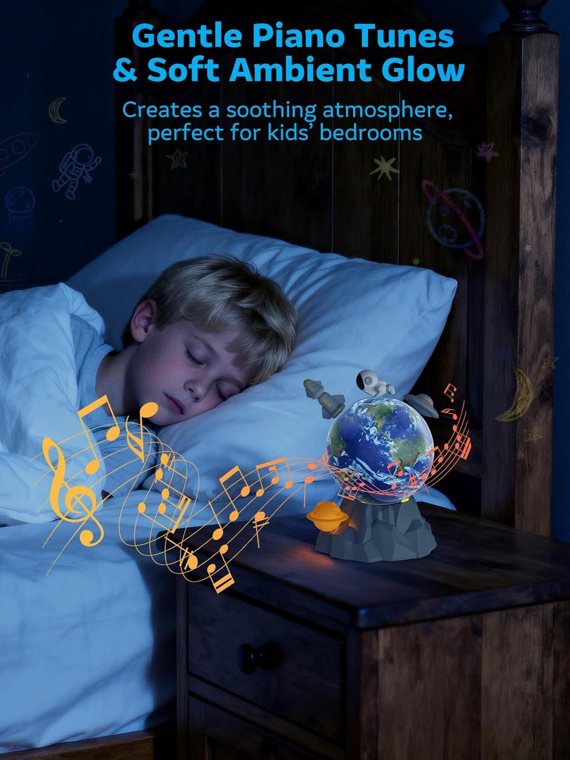 6-in-1 Montessori Baby Toys for 6–12 Months & Magnetic Rotating Space Toy with Music and Soft Light – Sensory Stacking Blocks, Teething Rings, STEM Spinning Rocket and Astronaut Playset – Educational