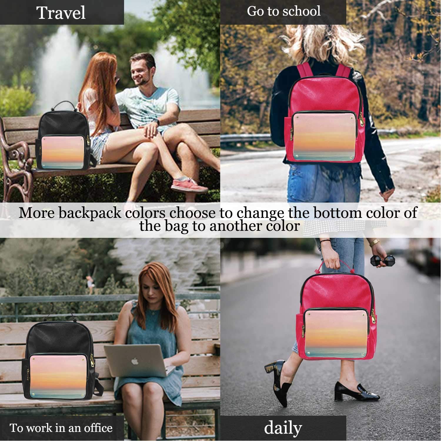 AA Abstract Sunrise Sky and Ocean Nature Background,Leather boy Bag underseat Carry on Luggage 15IN