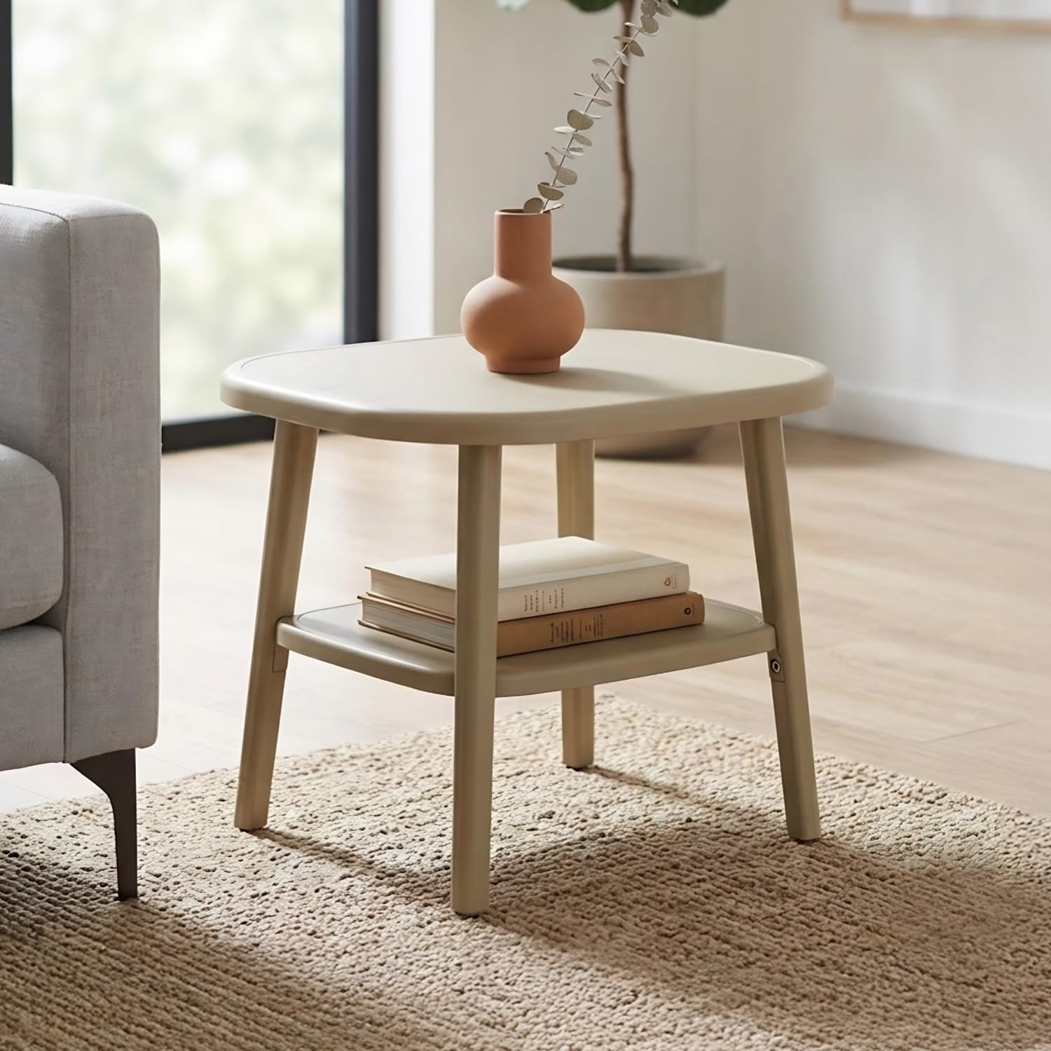Nilkamal Arena Plastic Side Table with Storage Shelf | End Table | Corner Table | for Home, Living Room, Office, Balconies, Patios | Luxury Beige-image-15