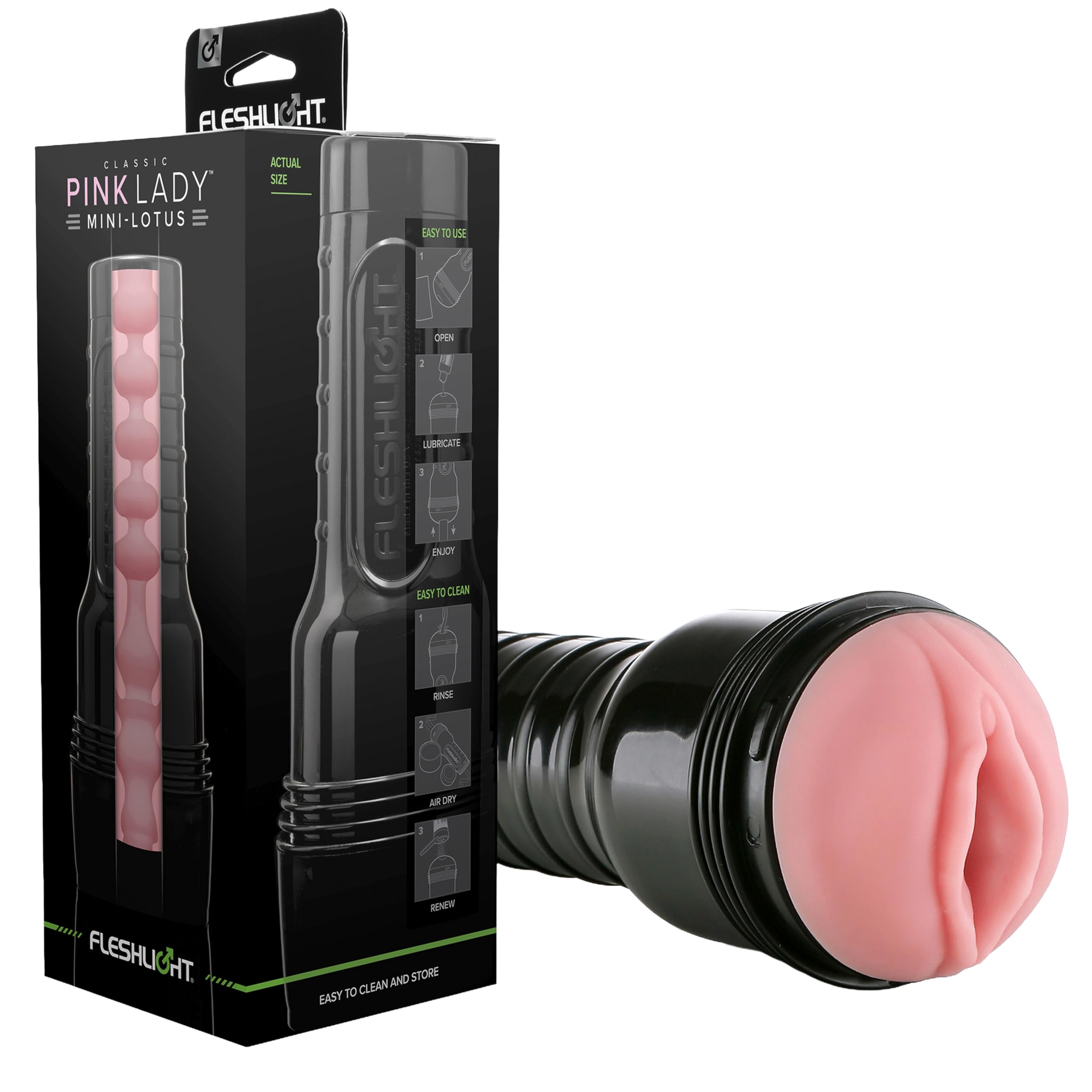Fleshlight - Pink Lady Mini-Lotus - Masturbateur discret et stable en matériau SuperSkin réaliste