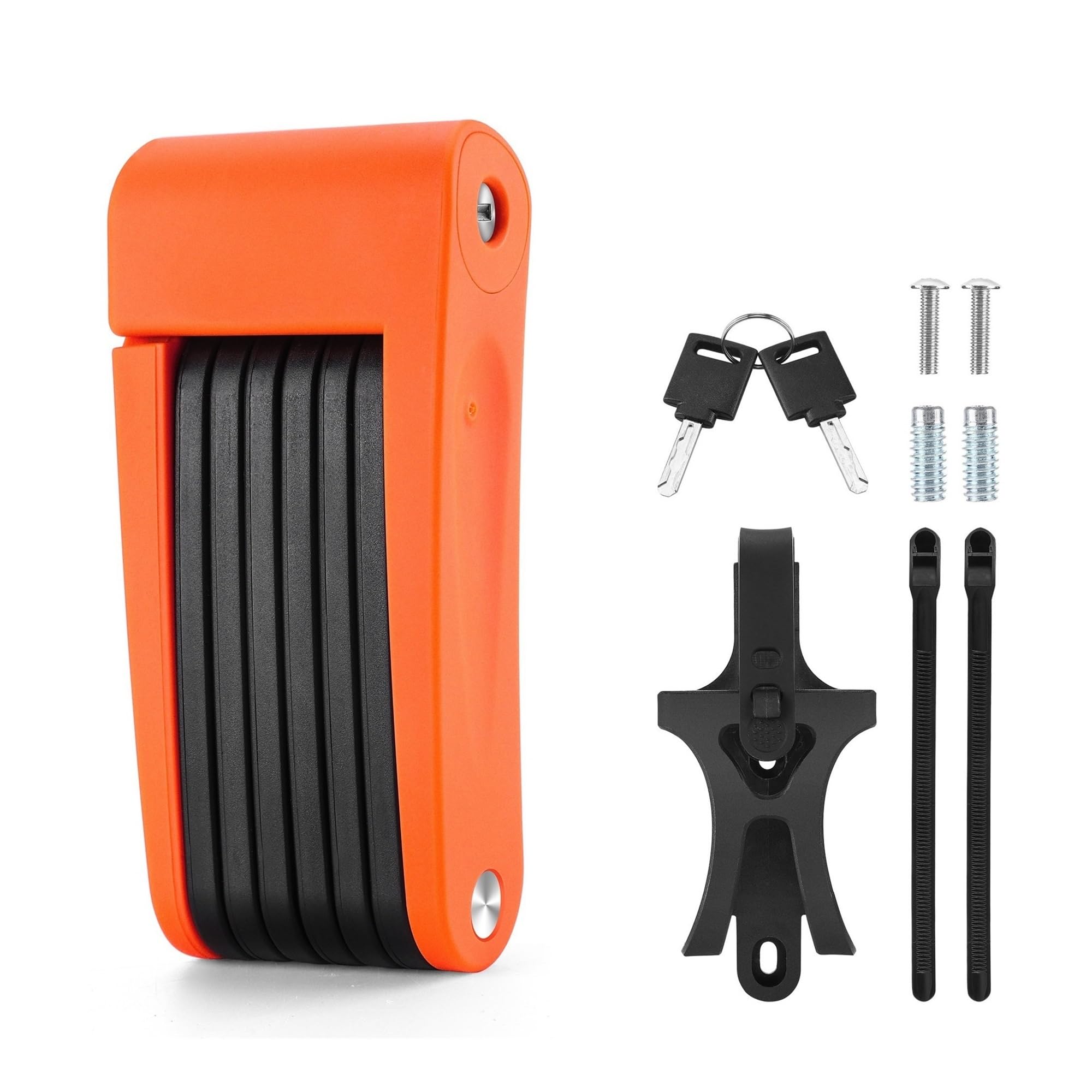 Motorcycle Handlebar Lock Bike Lock Safety Anti-Theft Bicycle Folding Portable Steel MTB Road E-Bike Motorcycle Strong Chain Motorcycle Disc Lock(Orange-66cm)