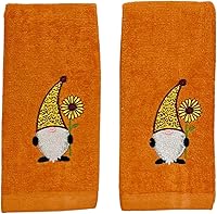 Vista 20 de Serafina Home Toallas decorativas para decoración de otoño: nueces bordadas sobre hojas de bellotas de otoño en naranja felpa, juego de 2 piezas, 11