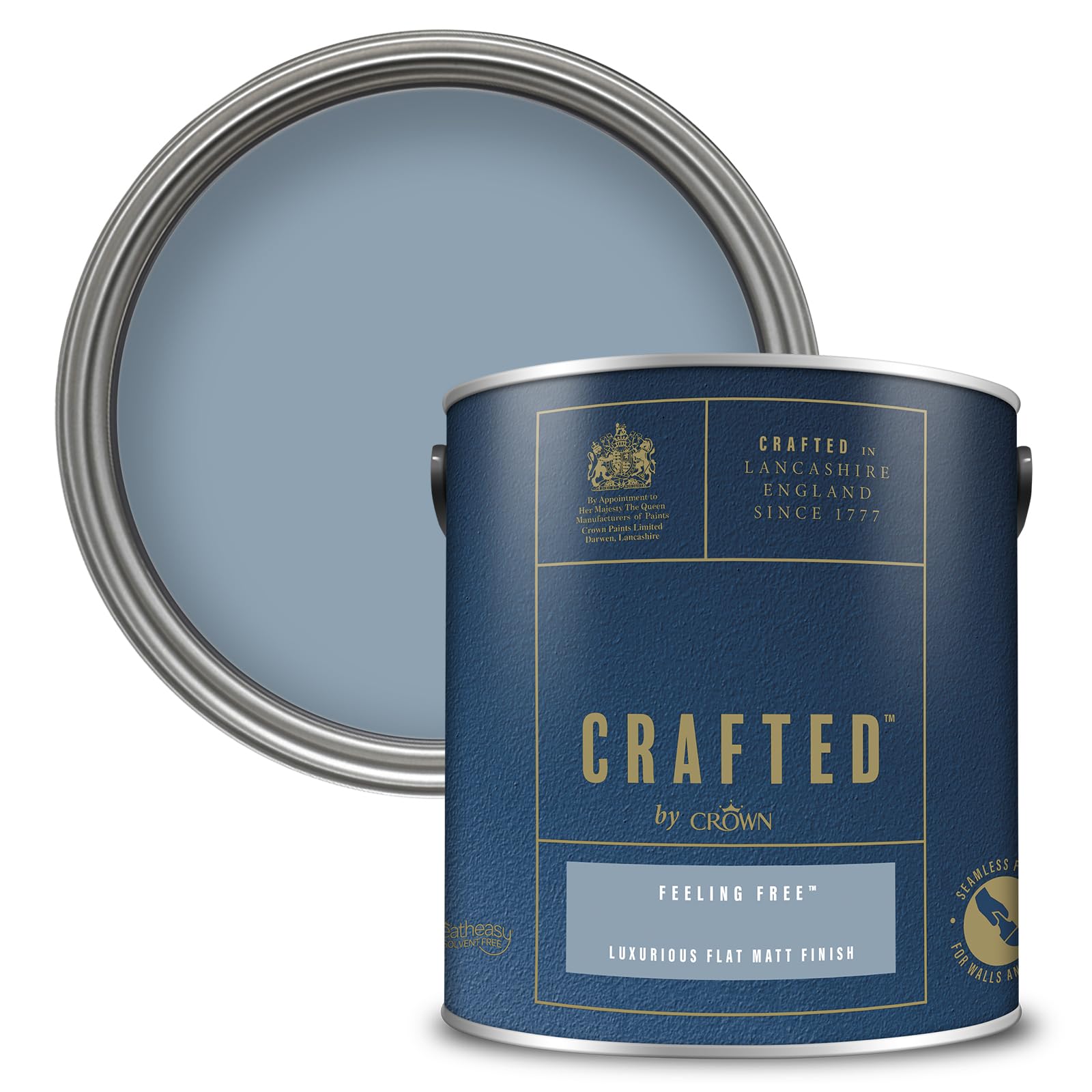 Crown PAINT CRAFTED Feeling Free Velvety Flat Matt Emulsion Paint - Use on Walls, Ceilings and Wood - Artisanal Finish, Luxurious, Thick and Creamy, Low Odour - 2.5L