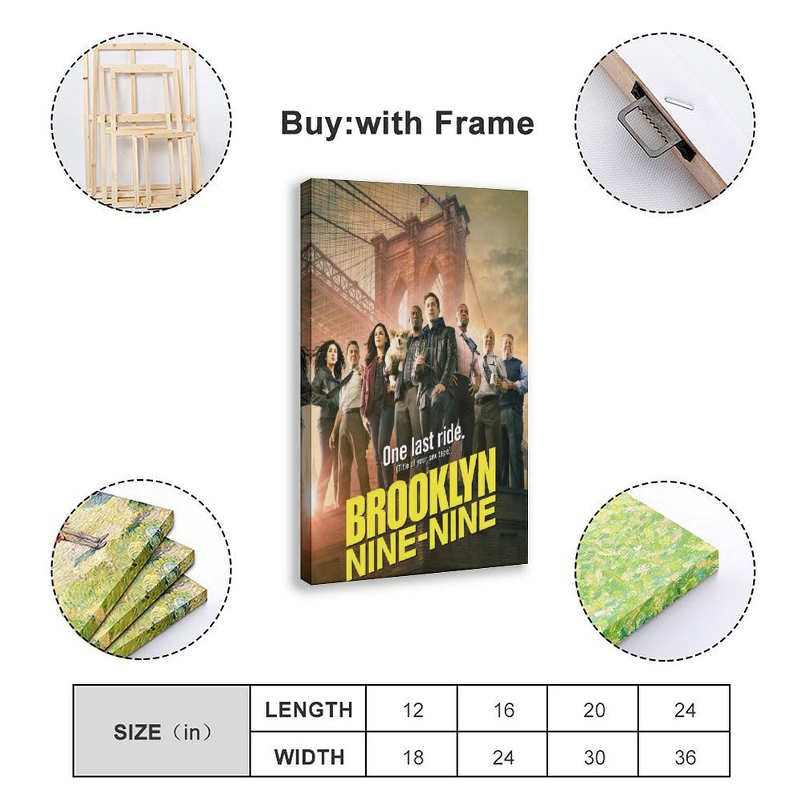 Brooklyn 99 Poster Mural Vintage Classique Sur Toile Pour Salon Et Chambre à Coucher 40 X 60 Cm