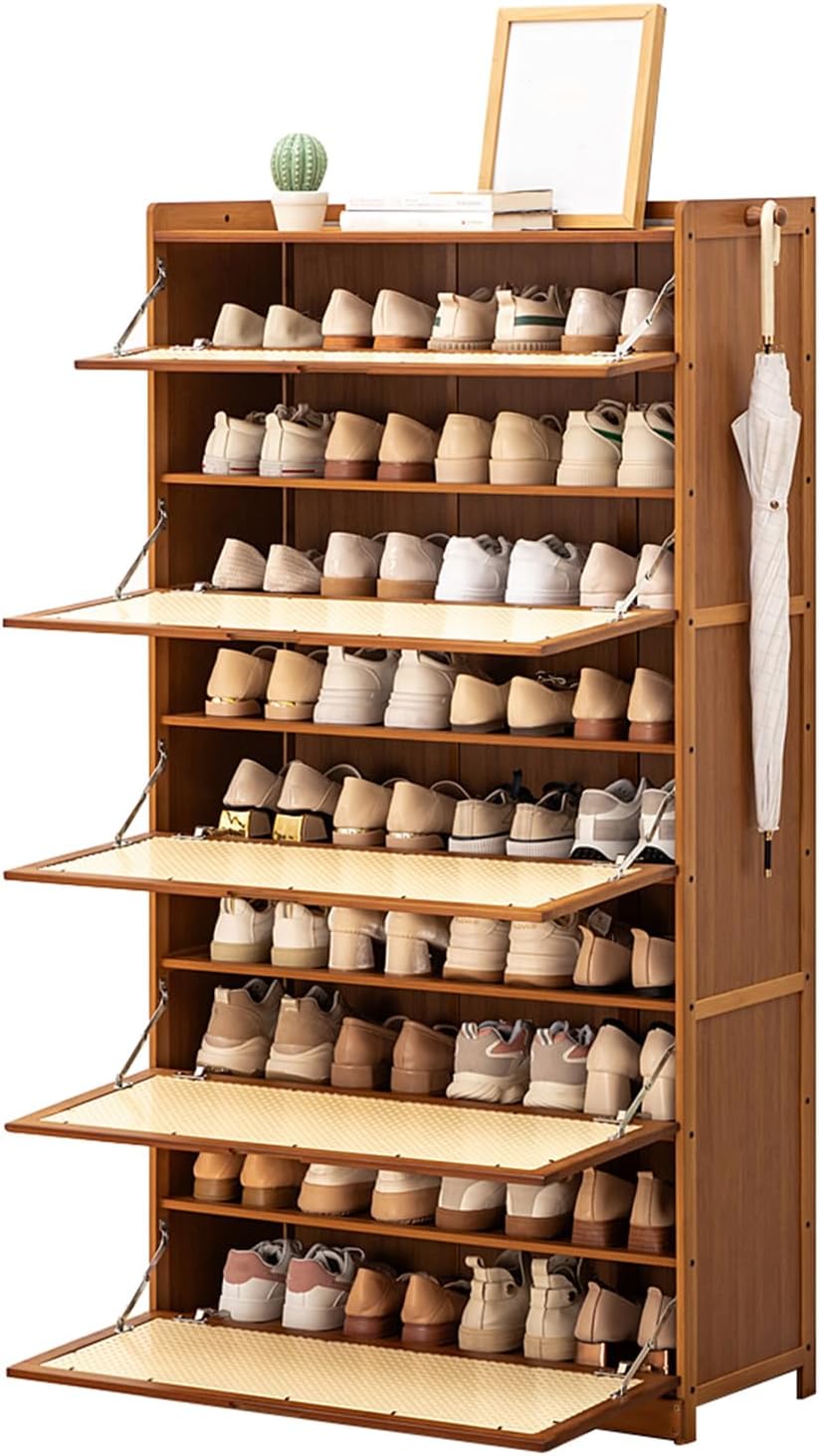 Shoe Cabinet Wooden Slim Shoe Rack Cupboard Organizer, With Ventilation ...