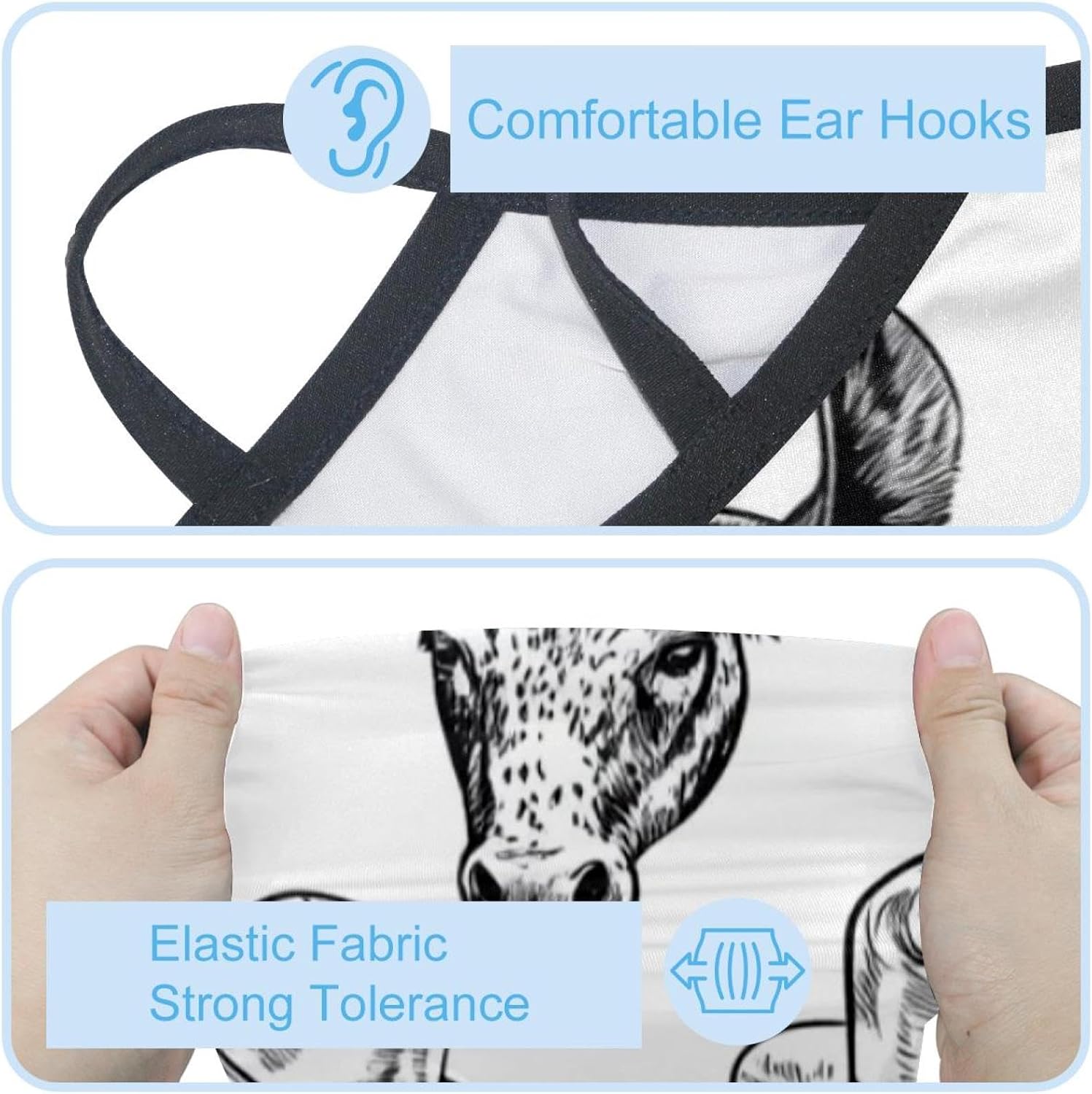 4 Pack Western Cowboy Hat Cactuses Neck Gaiter Face Scarf Cover Sun Protection Balaclava Cloth Bandanas with Ear Loops
