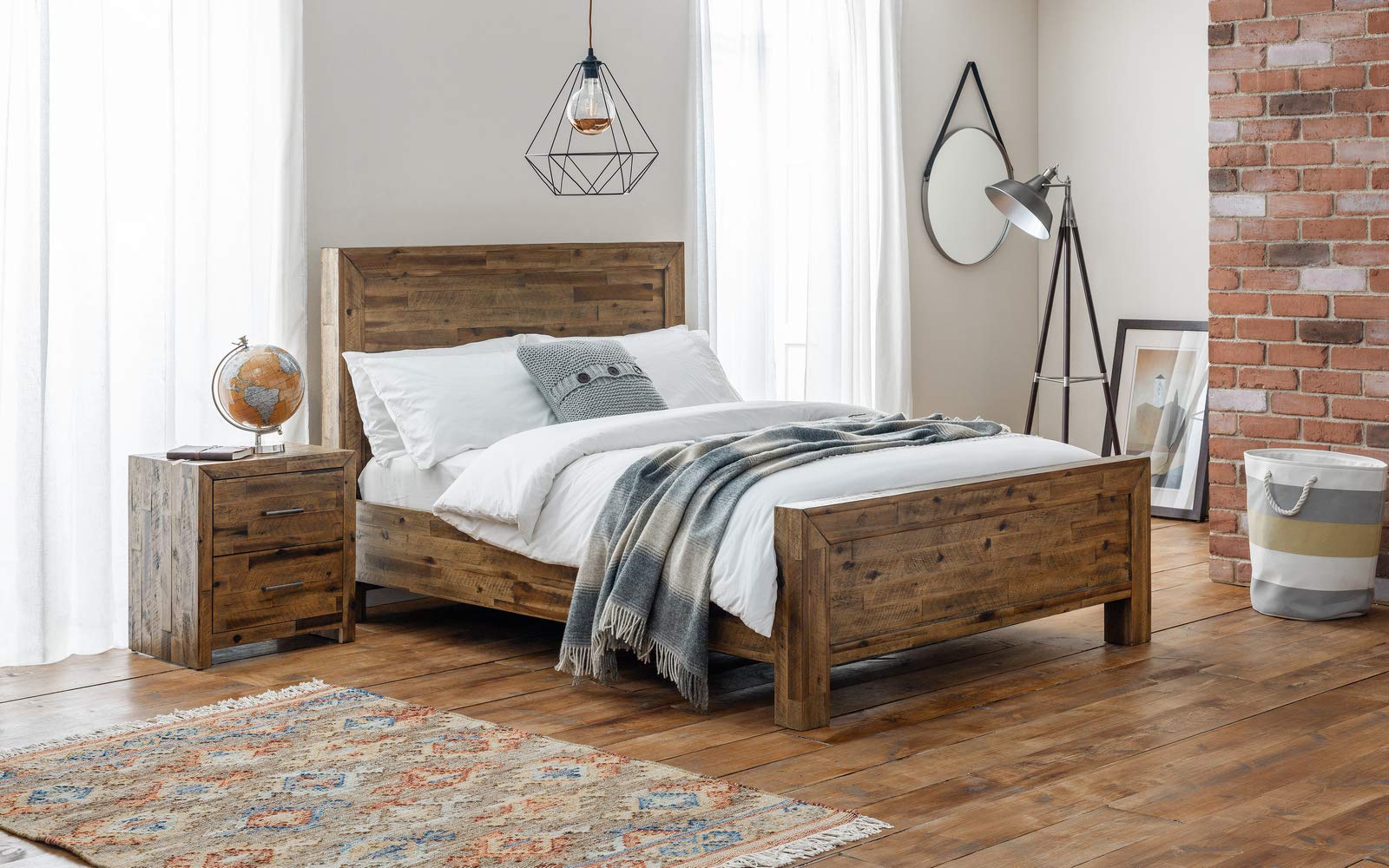 Julian Bowen Hoxton 2 Drawer Bedside - Rustic Oak Bedsides