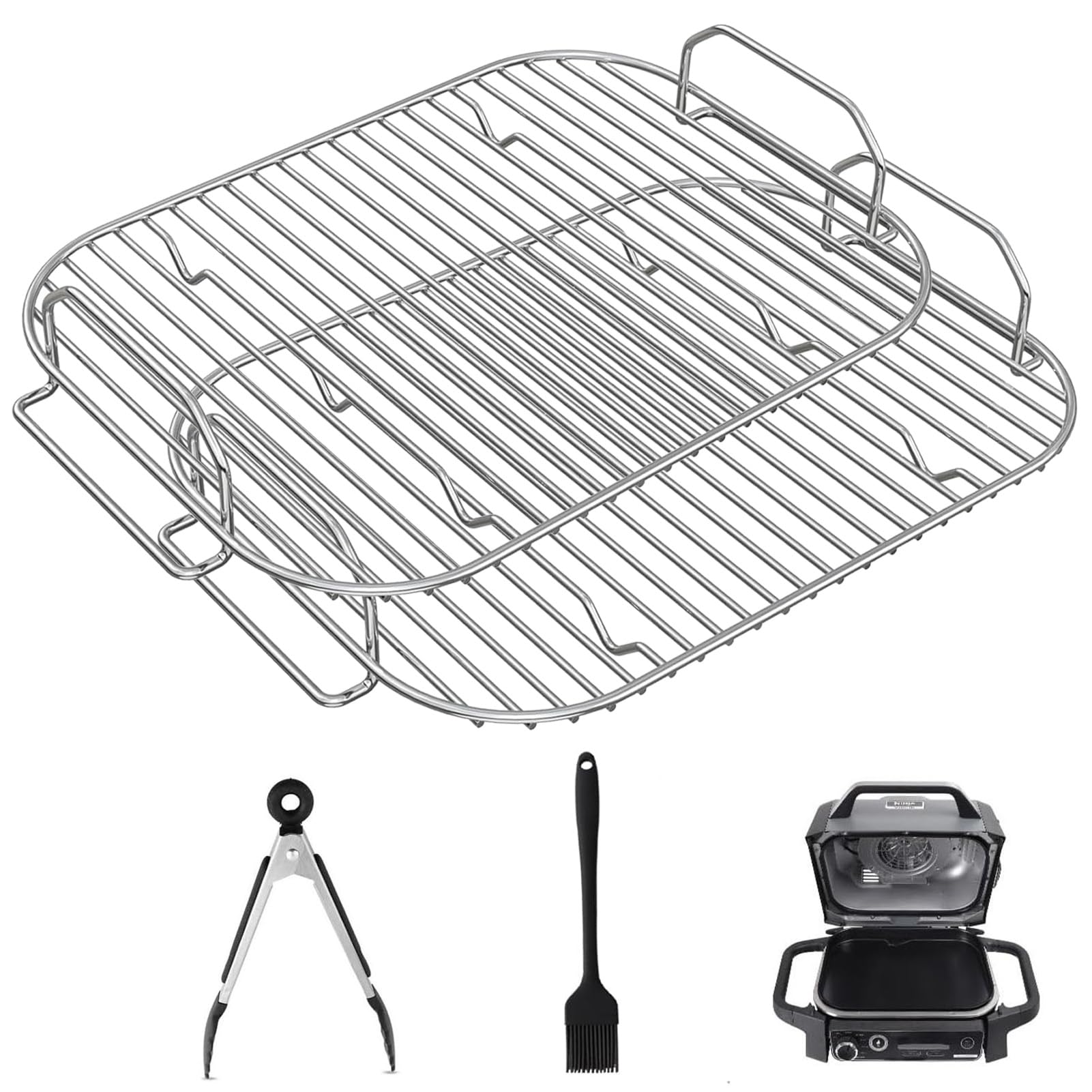 Zestaw stojaków ze stali nierdzewnej do grilla Woodfire XL, akcesoria do grilla, kompatybilne z OG850/OG901, nadają się do mycia w zmywarce, trwałe, idealne do palenia i gotowania, 2 szt