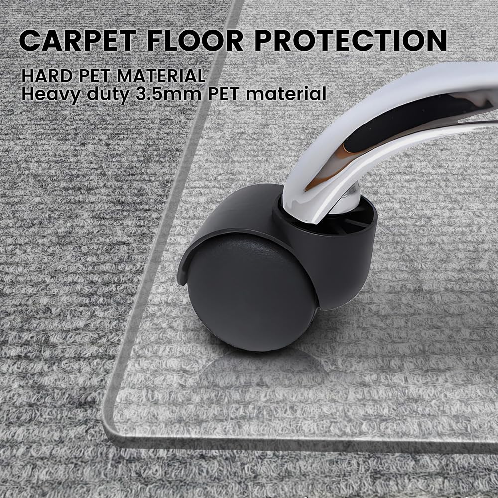 Office Chair Mat - Heavy Duty 47x32 1 7 Thick Flat Shipping Suitable for Carpet and Hardwood Floor — view 2