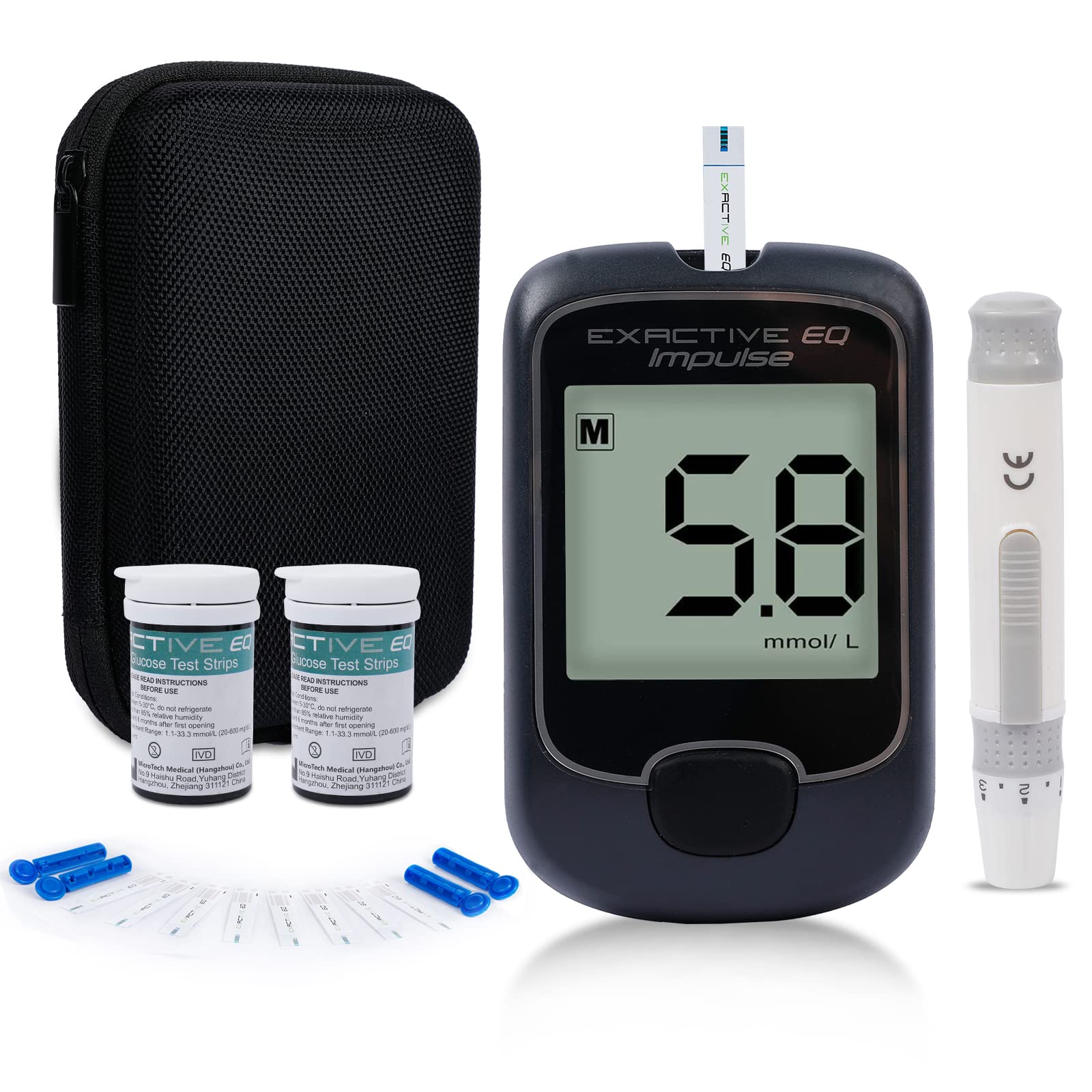 Blood Glucose Monitor Kit Diabetes Testing Kit, Exactive EQ Diabetes Testing Kit Blood Glucose