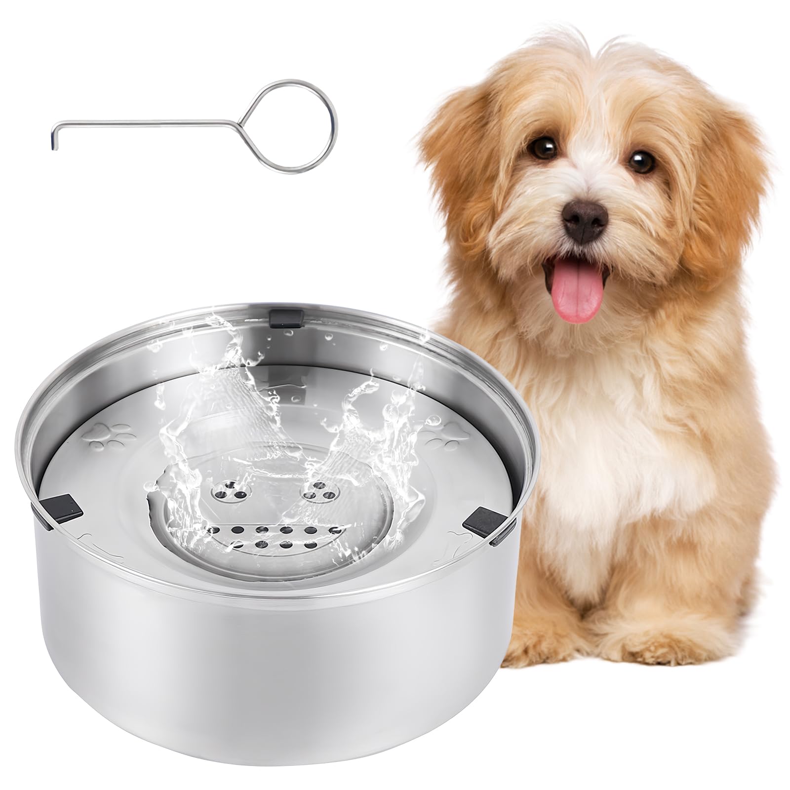 Amexo Bebedero Antigoteo para Perro, Cuenco de Agua para Perros de Acero INOX 304, Tazón Flotante para Perros Antideslizante Cuenco de Agua para Mascotas de Gran Capacidad (1L)