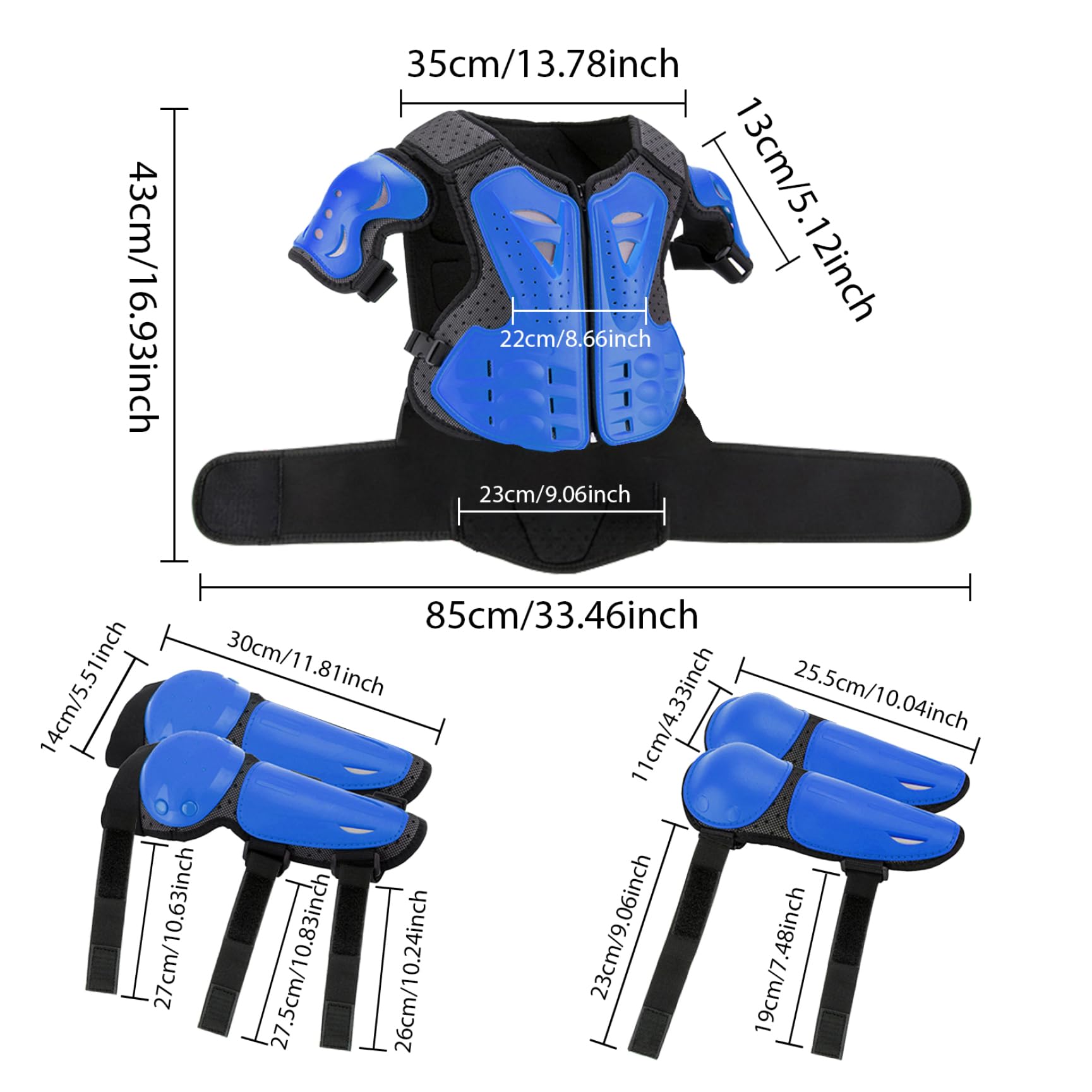 Set di attrezzi da per bambini, equipaggiamento protettivo per armature regolabili antiurto traspirante per Dirtbike, bicicletta, skateboard, motocross, ciclismo