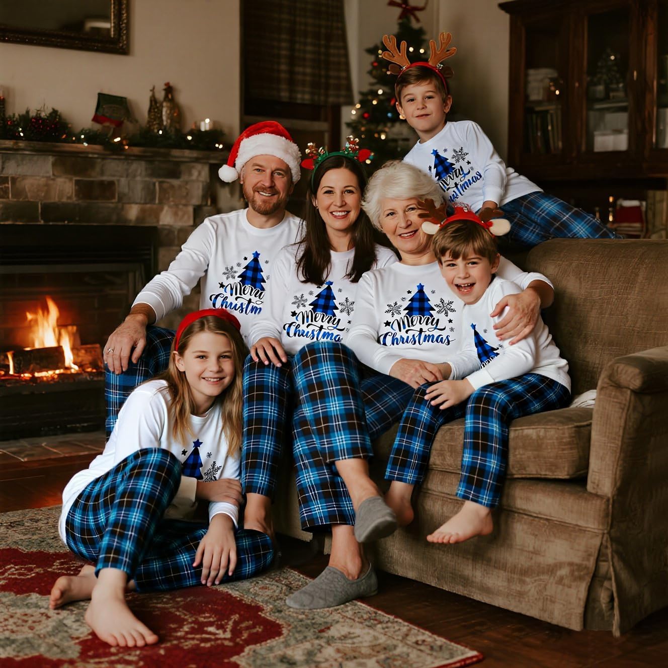 Feionusin Matching Family Christmas Pajamas Sets Family Xmas Pjs Set Matching Christmas Outfits Holiday Sleepwear Pajamas - Image 4