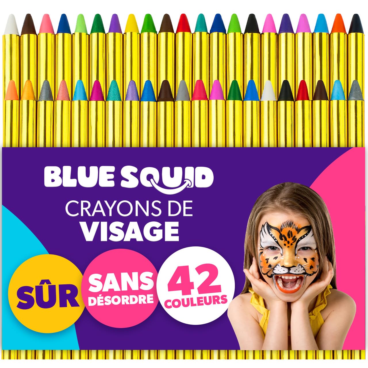 blue squid crayons peinture visage
