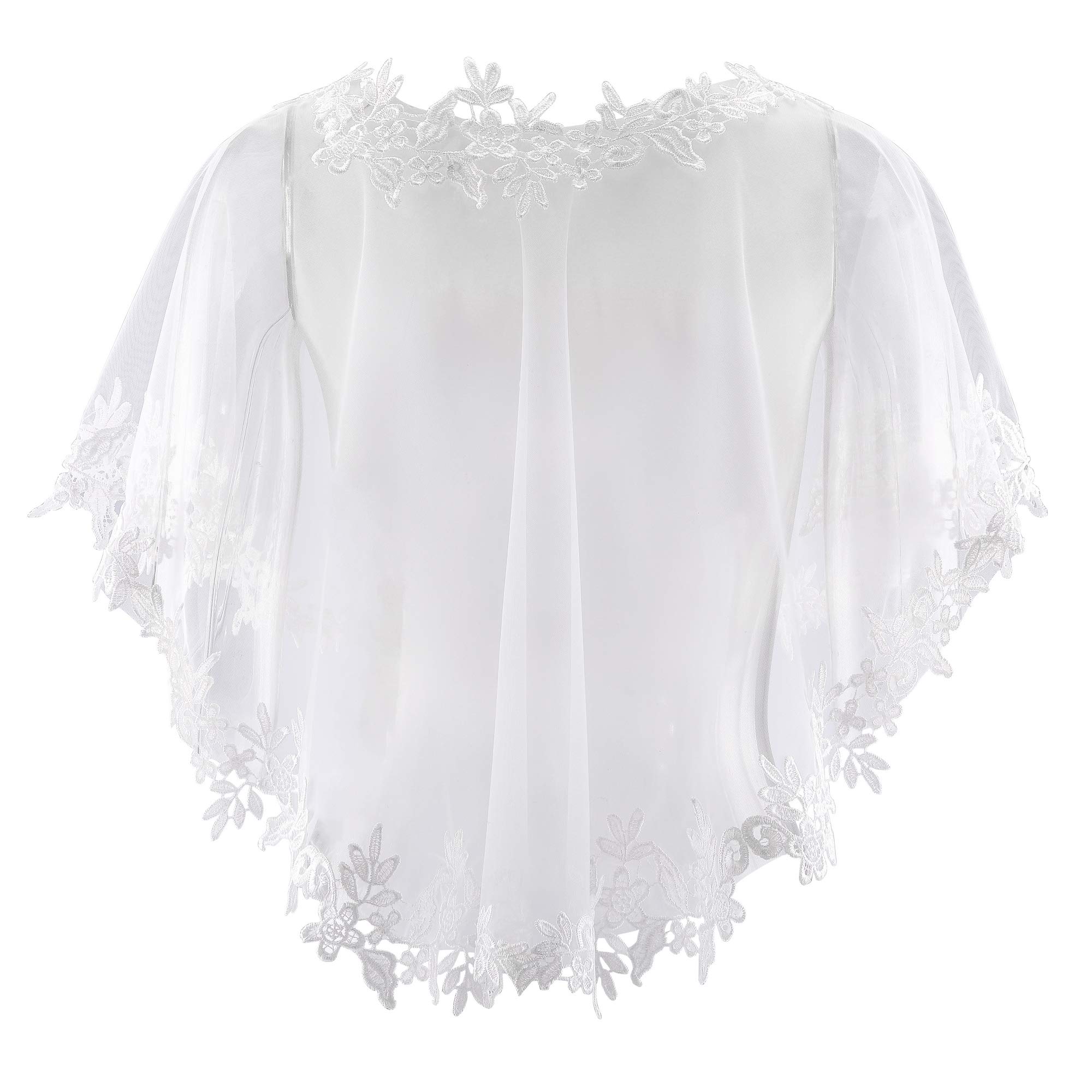 Elegant Spitze Umschlagtücher mit Blumen Halsband,Lace Umhang Perlen choker für Brautkleid Abendkleid Cocktaikleid Hochzeitsaccessoires