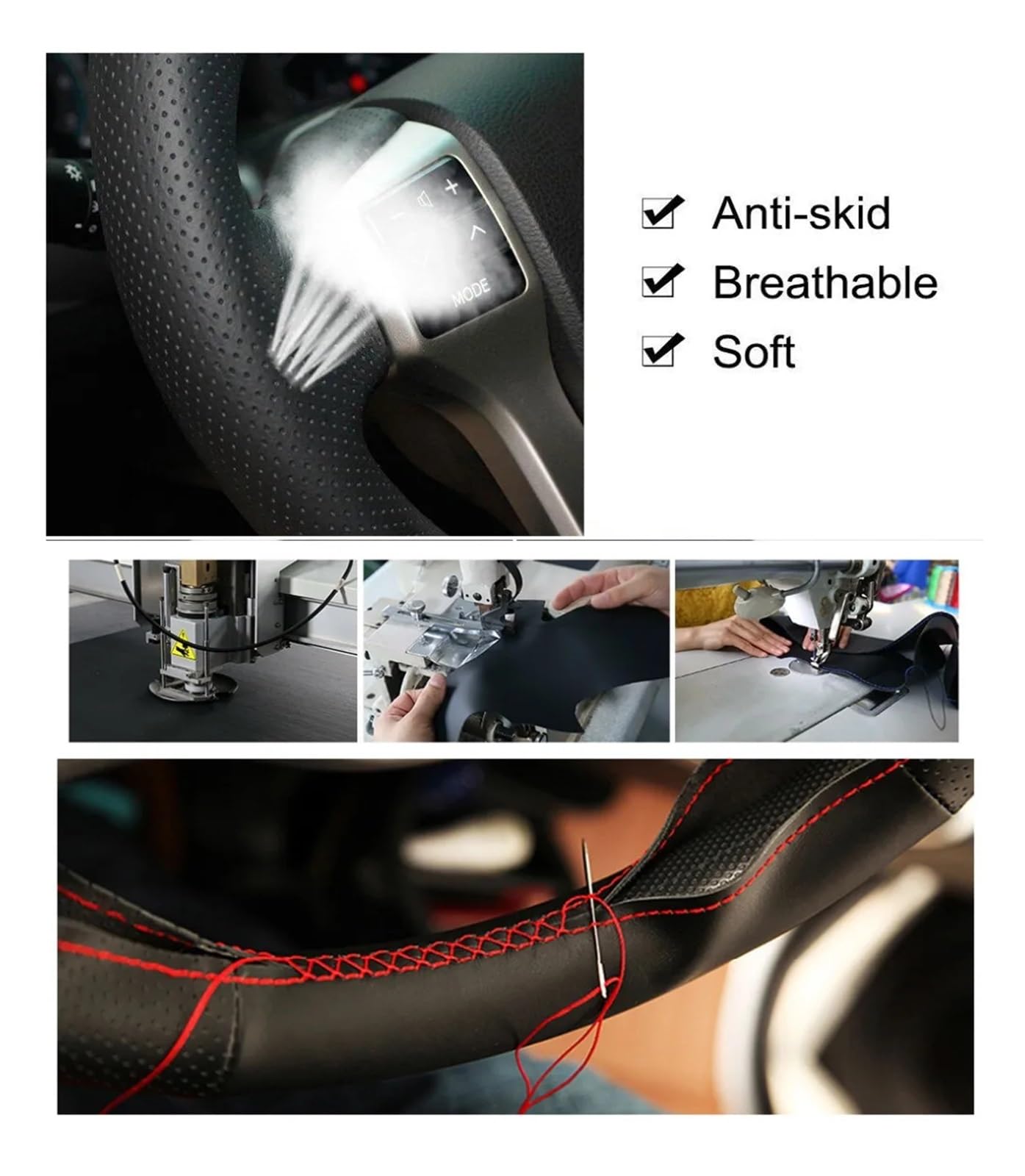 Copri Sterzo Traspirante Per Scania PGRT Serie 2004-2015 Coprivolante Per Auto Nero Copri Volante(Nero)