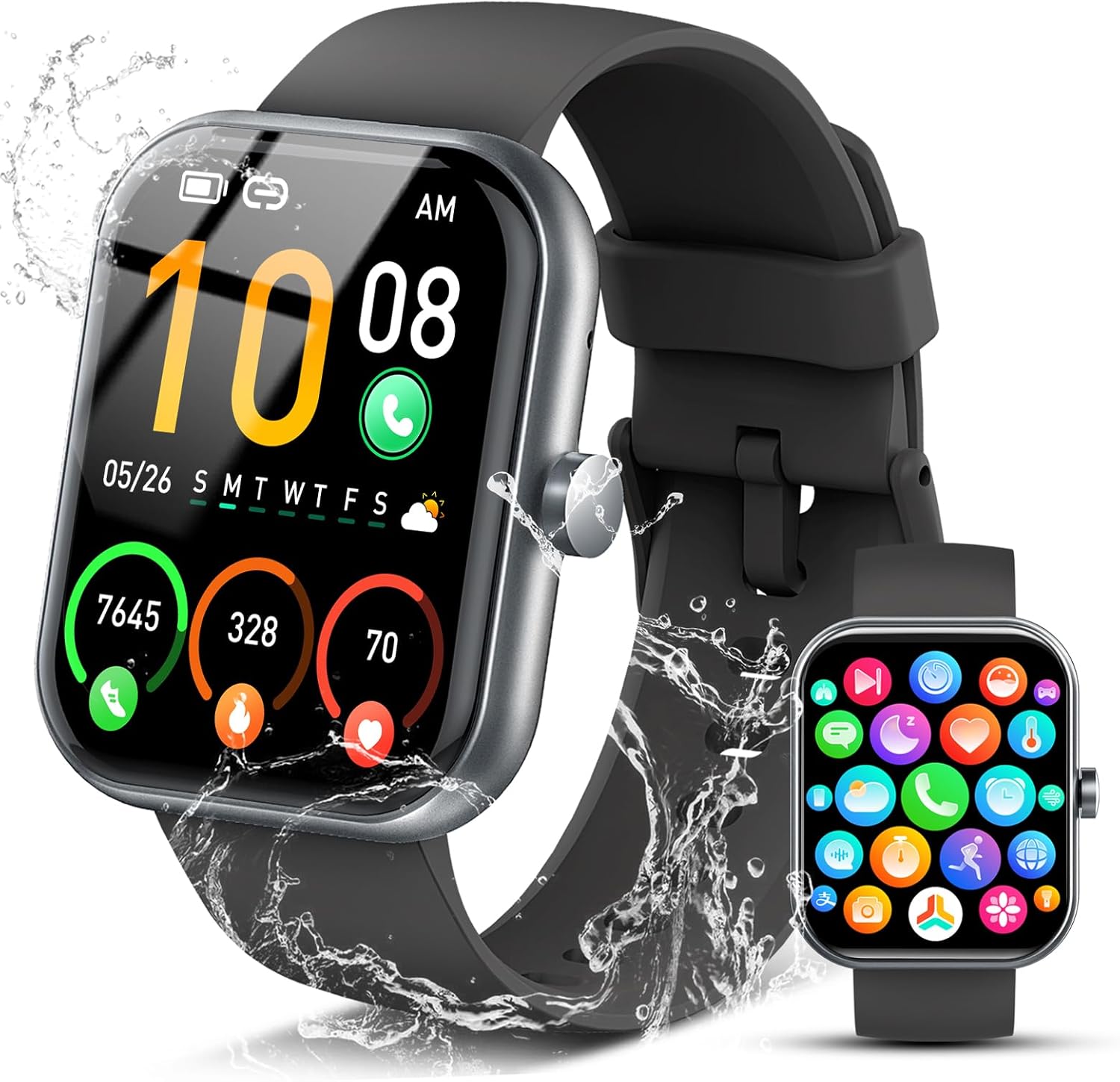 Smart Watch for Men Women (Answer/Make Call), 1.96" HD Fitness Tracker Running Watch, IP68 Waterproof,Pedometer, Sleep/Step/Activity/Heart Rate Monitor,110+ Sport Mode Smartwatch for iOS Android Phone