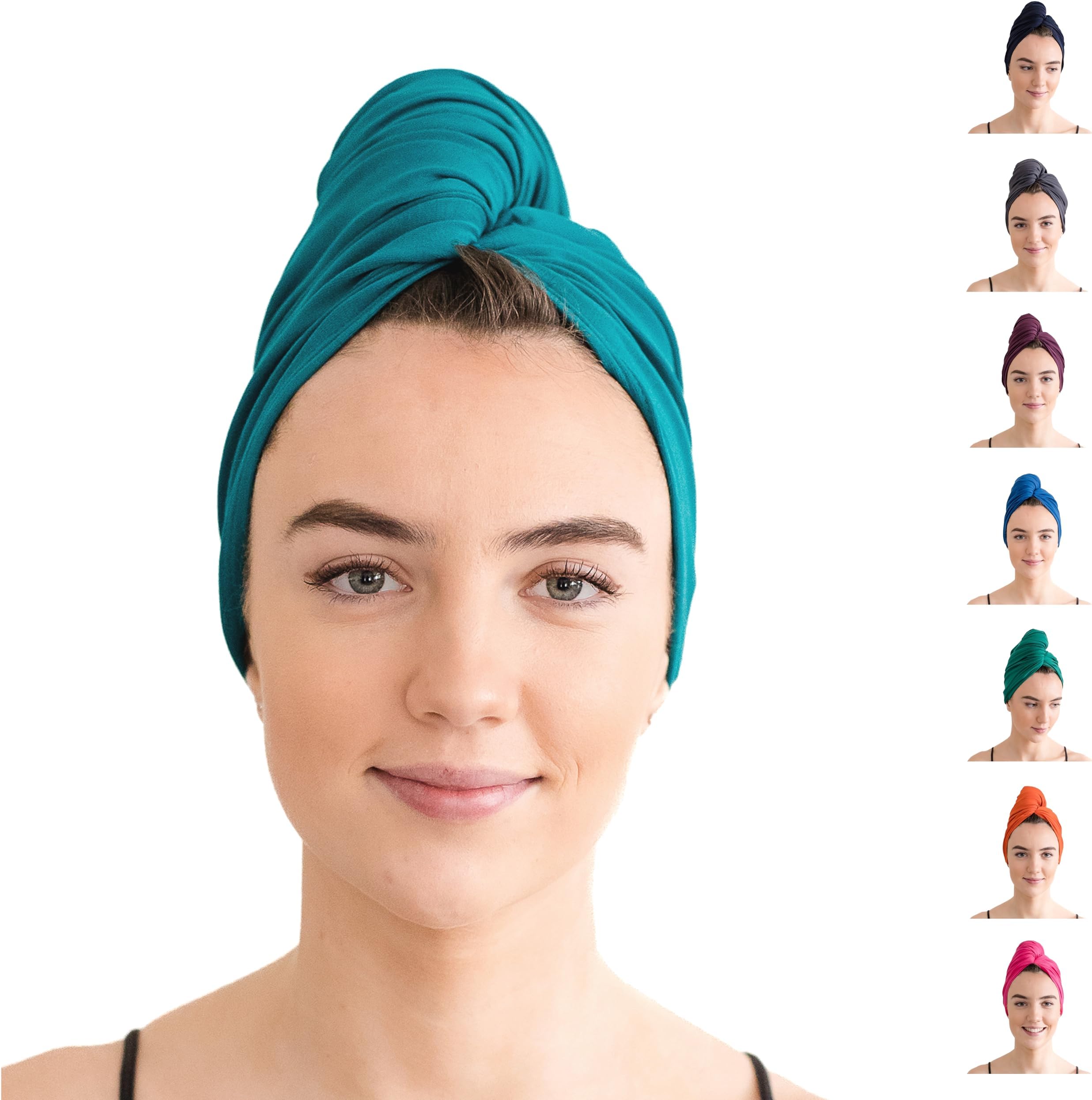 Organic Jersey Cotton T-Shirt Hair Towel - For Curly, Wavy and Straight Hair, Quick Dry, Super Absorbent, Lightweight, Made in the UK, 98cm x 58cm